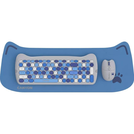 Комплект (Клавіатура та миша) Canyon HSET-W6 EN Kitty Edition AAA+АА Wireless Blue (CNS-HSETW6BL)