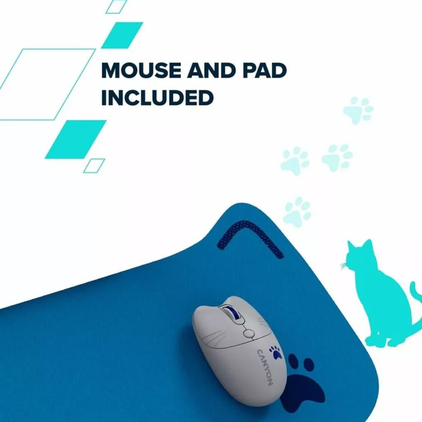 Комплект (Клавіатура та миша) Canyon HSET-W6 EN Kitty Edition AAA+АА Wireless Blue (CNS-HSETW6BL)