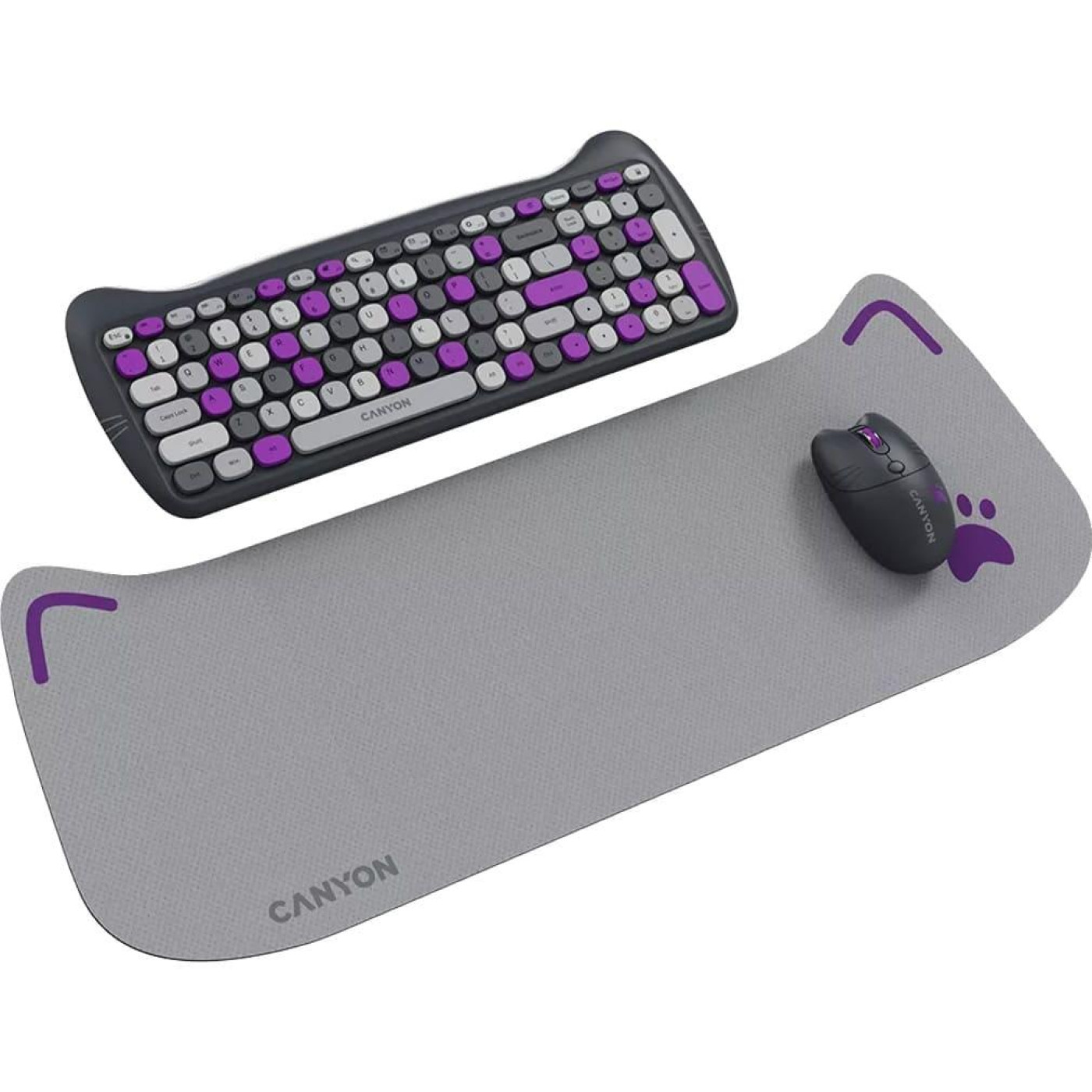Комплект (Клавіатура та Миша) CANYON HSET-W6 EN Kitty Edition AAA+АА Wireless Violet