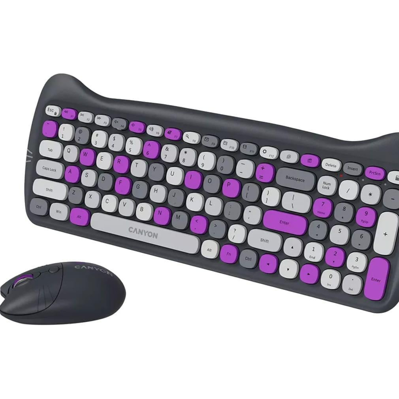 Комплект (Клавіатура та Миша) CANYON HSET-W6 EN Kitty Edition AAA+АА Wireless Violet