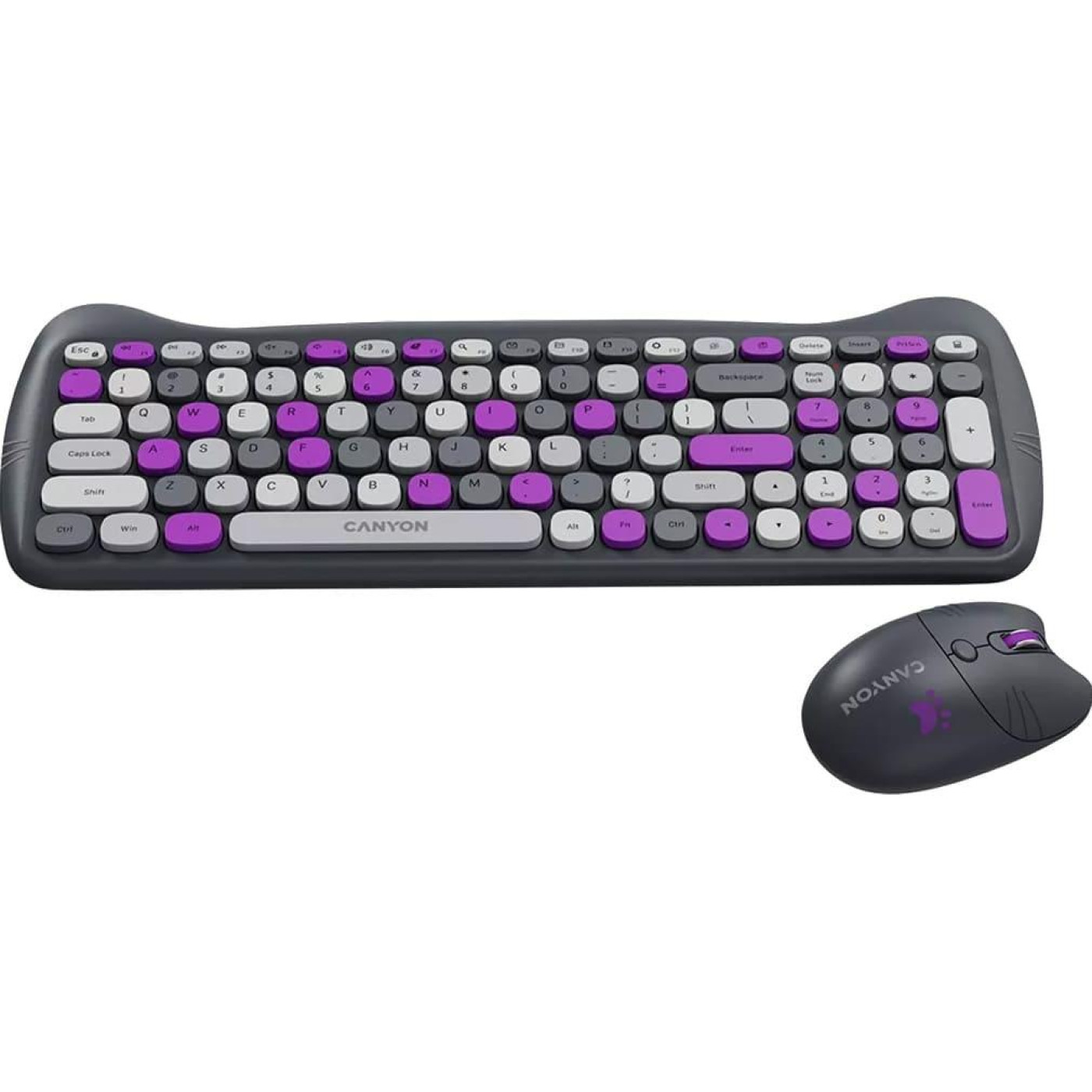 Комплект (Клавіатура та Миша) CANYON HSET-W6 EN Kitty Edition AAA+АА Wireless Violet