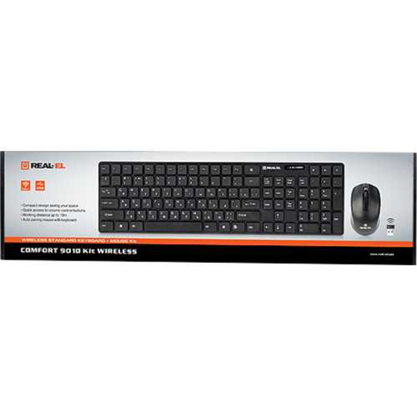 Беспроводной комплект (клавиатура + мышь) Real-EL Comfort 9010 Kit Black (EL123100034)