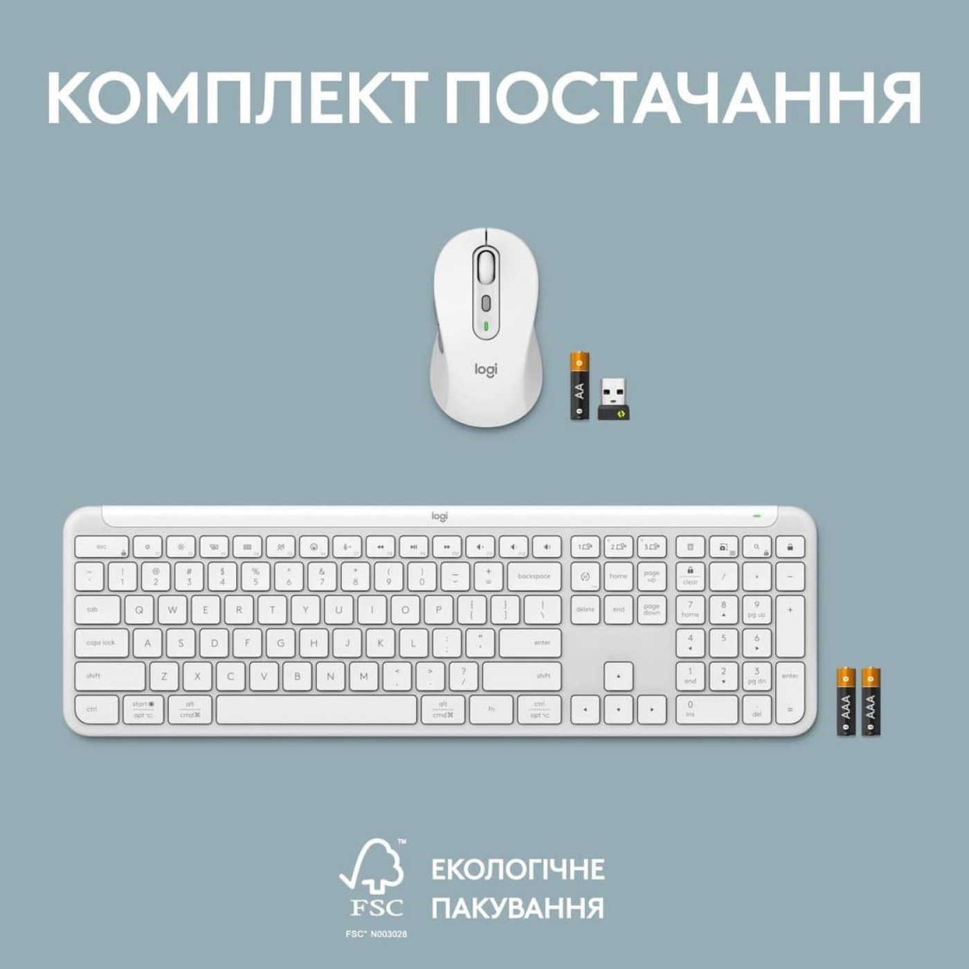 Комплект (Клавіатура та Миша) Logitech MK950 Wireless (920-012491) Off-White