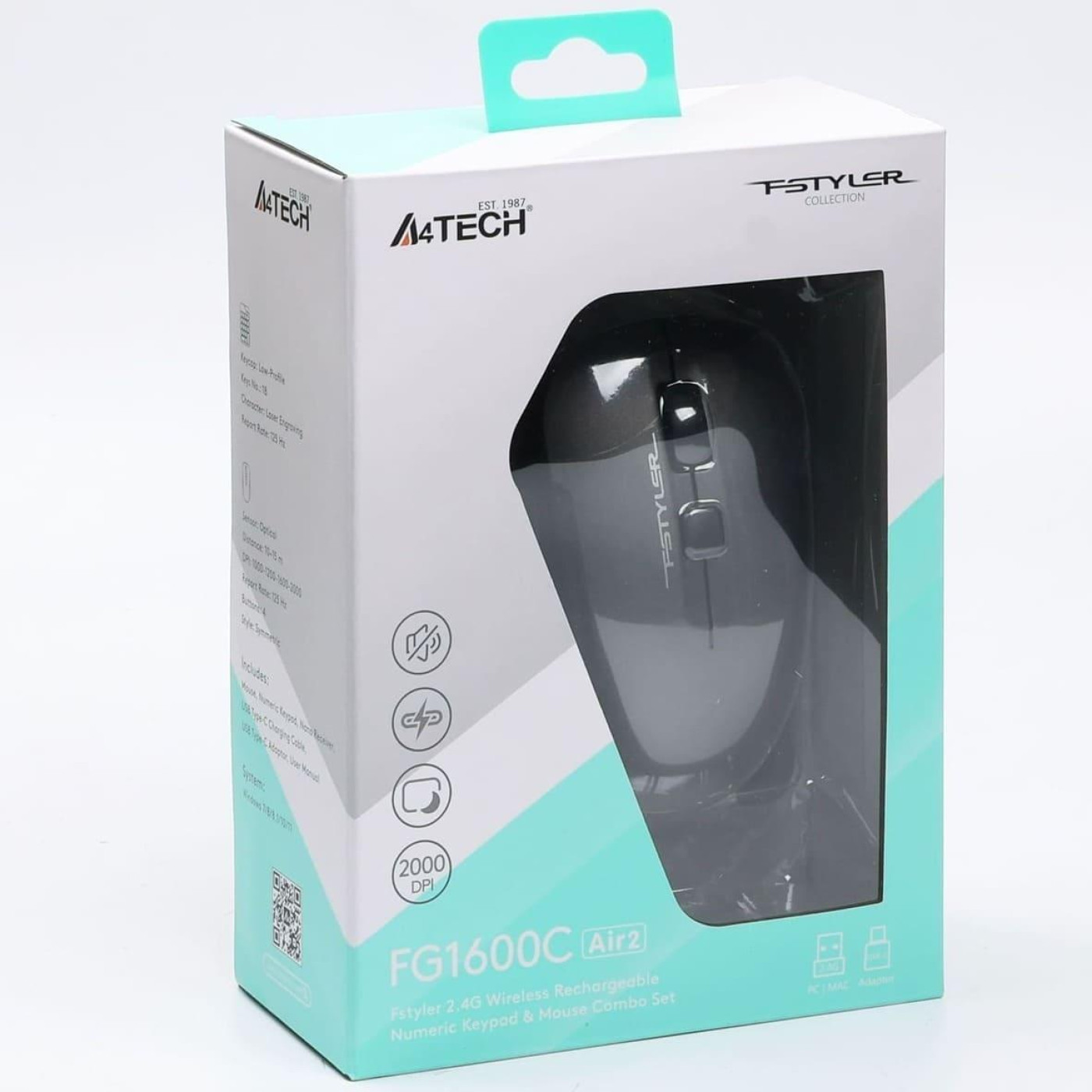 Комплект (Клавіатура та миша) A4Tech FG1600C Air2 Grey (FG1600C Air2 (Grey))