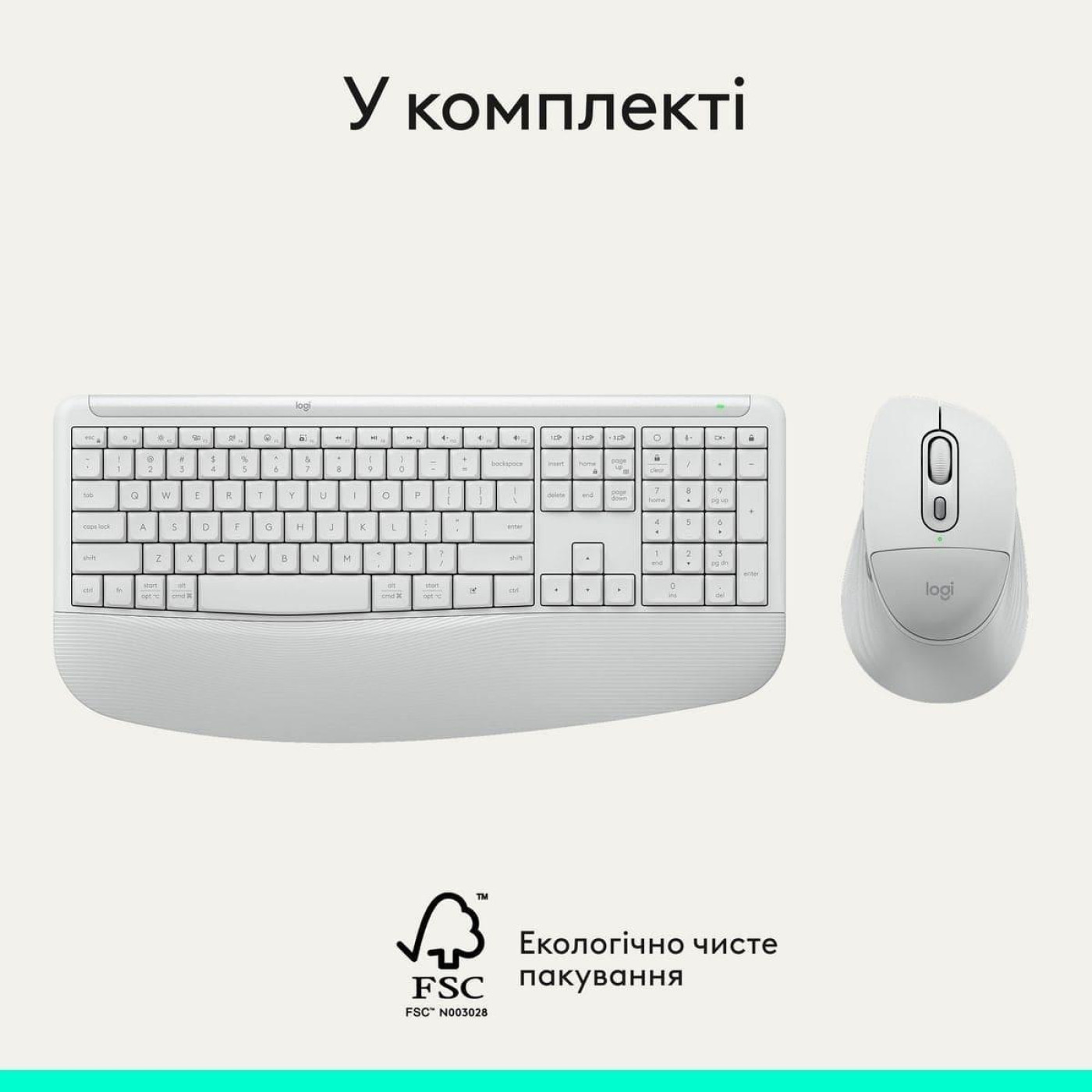 Комплект (Клавиатура и мышь) Logitech Signature Comfort Plus MK880 Wireless Combo Off-White (920-014033)