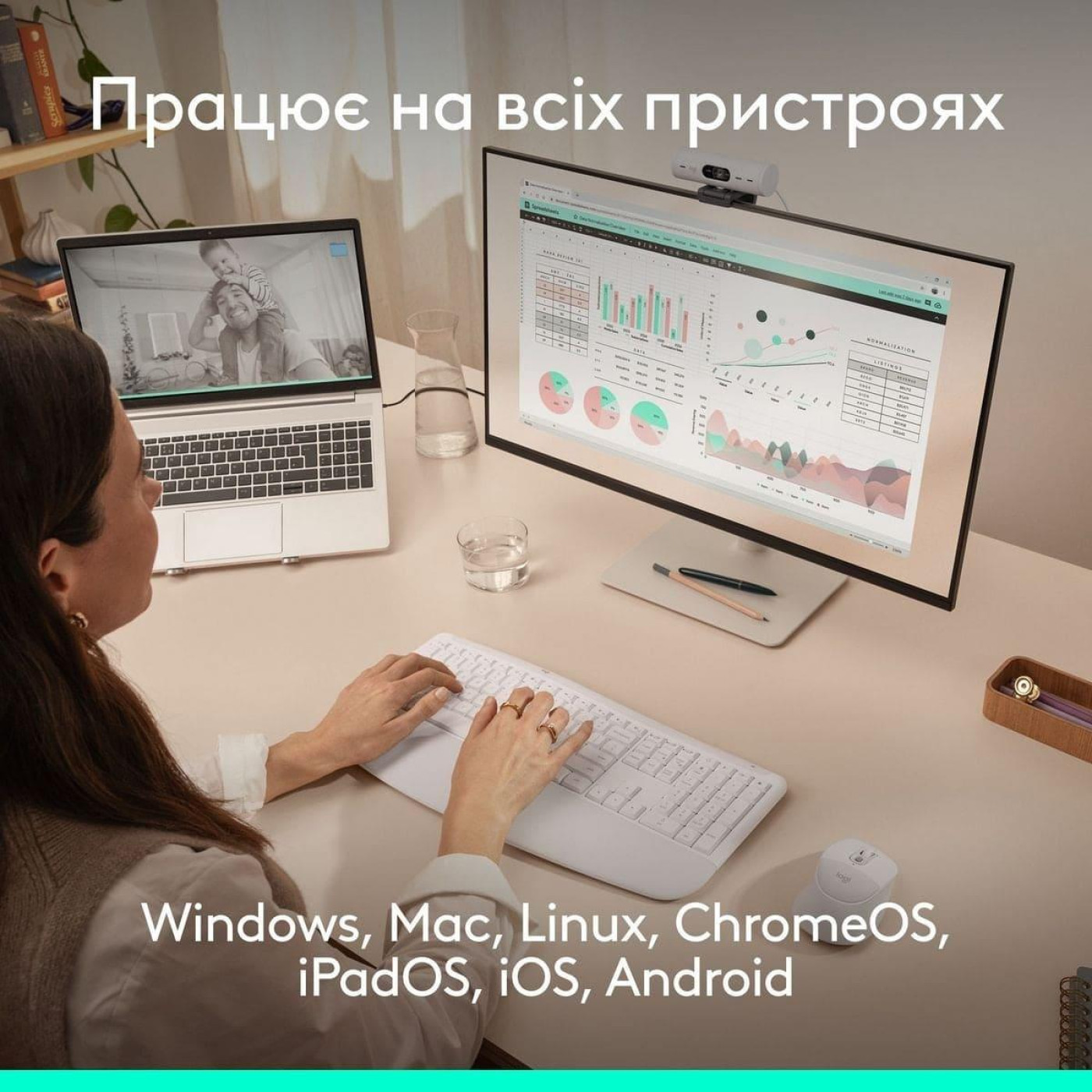 Комплект (Клавиатура и мышь) Logitech Signature Comfort Plus MK880 Wireless Combo Off-White (920-014033)