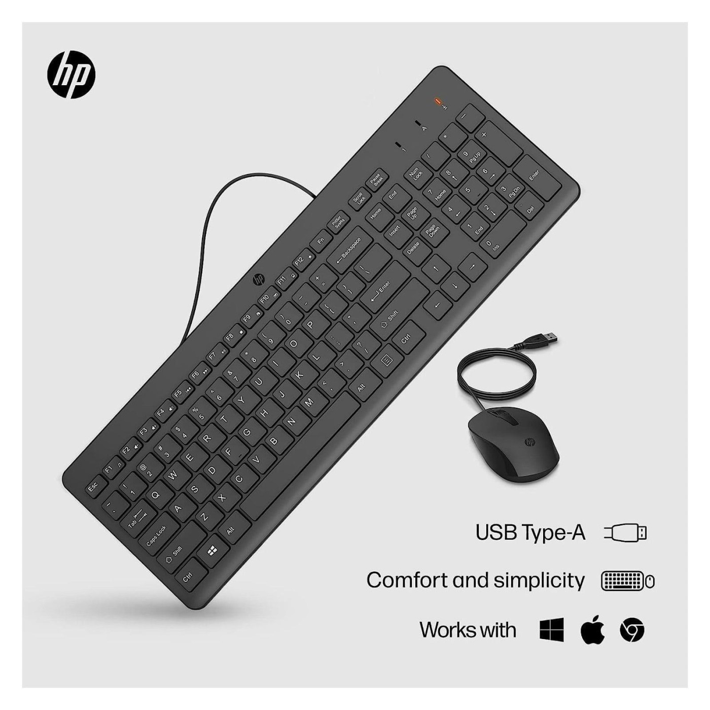 Комплект (Клавіатура та миша) HP 150 USB EN Black (240J7AA)