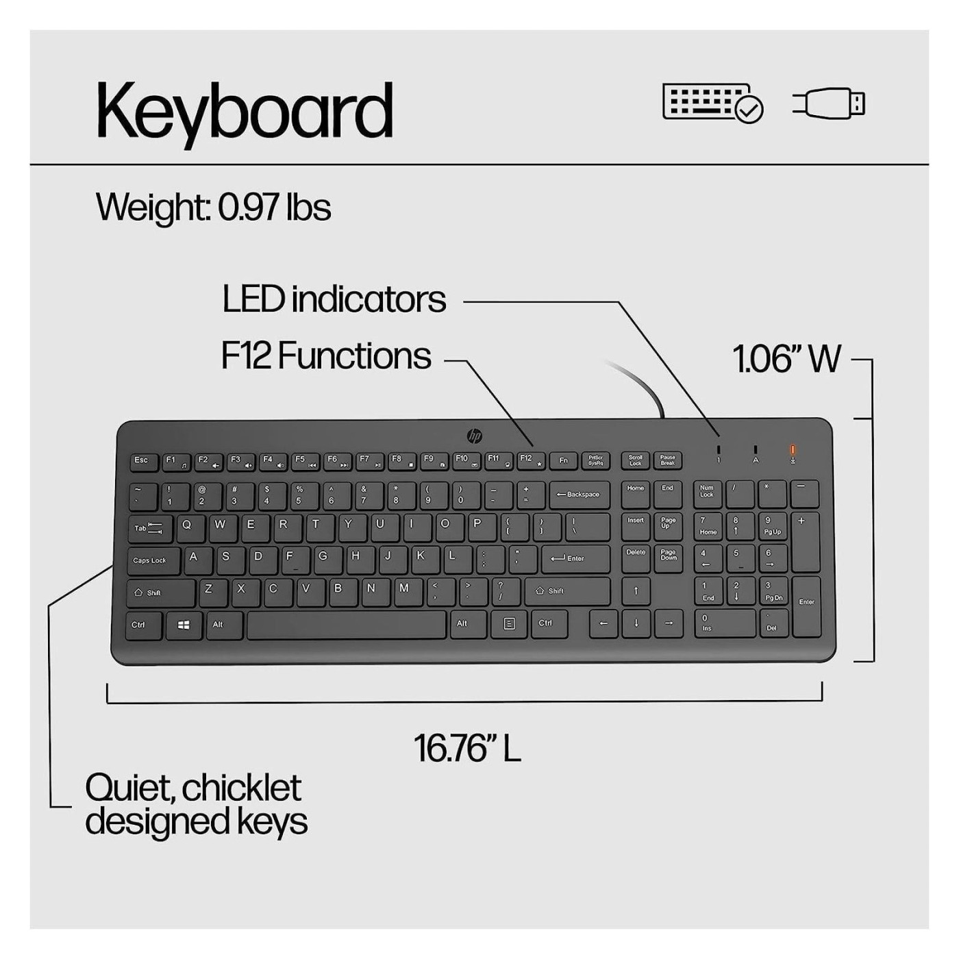 Комплект (Клавіатура та миша) HP 150 USB EN Black (240J7AA)