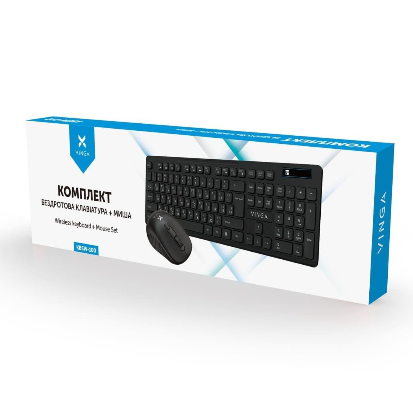 Комплект (Клавиатура и мышь) Vinga KBSW-100 Wireless Black (KBSW-100)
