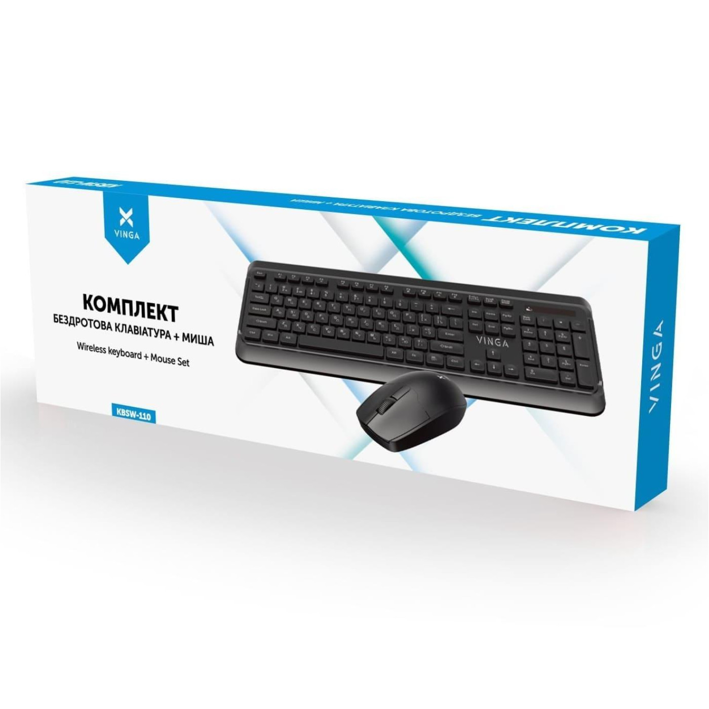 Комплект (Клавіатура та миша) Vinga KBSW-110 Wireless (KBSW-110) Black (KBSW-110 Black)