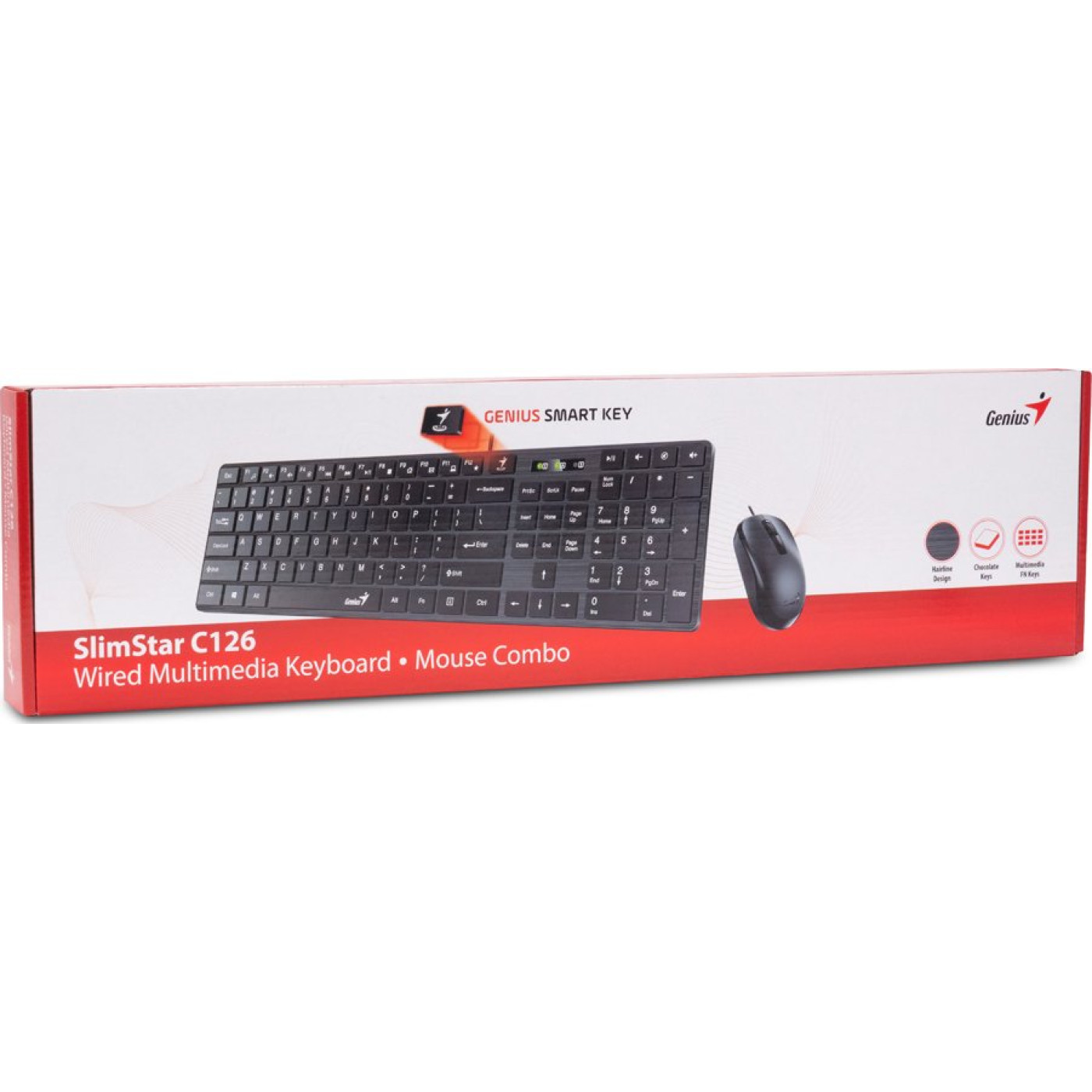 Комплект (клавиатура + мышь) Genius C-126 SlimStar USB Black Ukr (31330007407)