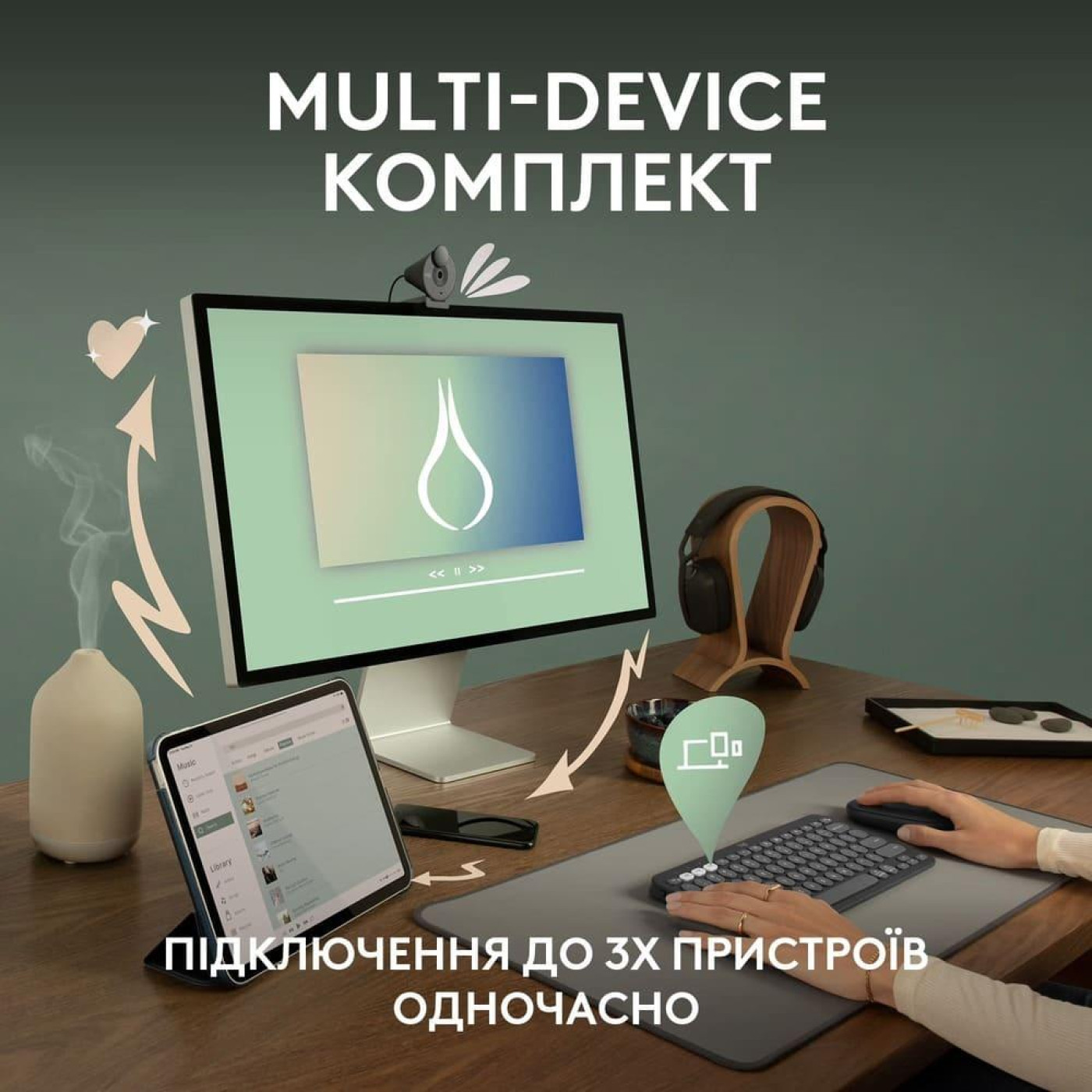 Комплект (Клавіатура та миша) Logitech Pebble 2 Combo Tonal UA Graphite (920-012239)