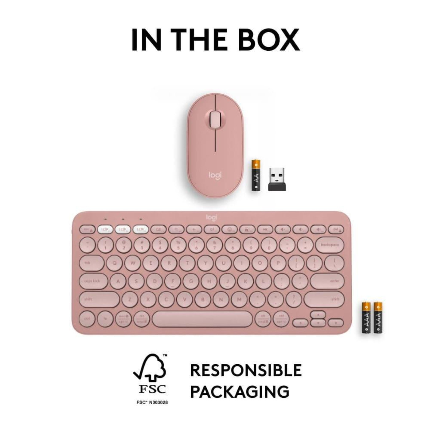 LOGITECH Pebble 2 Combo - TONAL ROSE - US INTъL - 2.4GHZ/BT - INTNL-973 - UNIVERSAL
