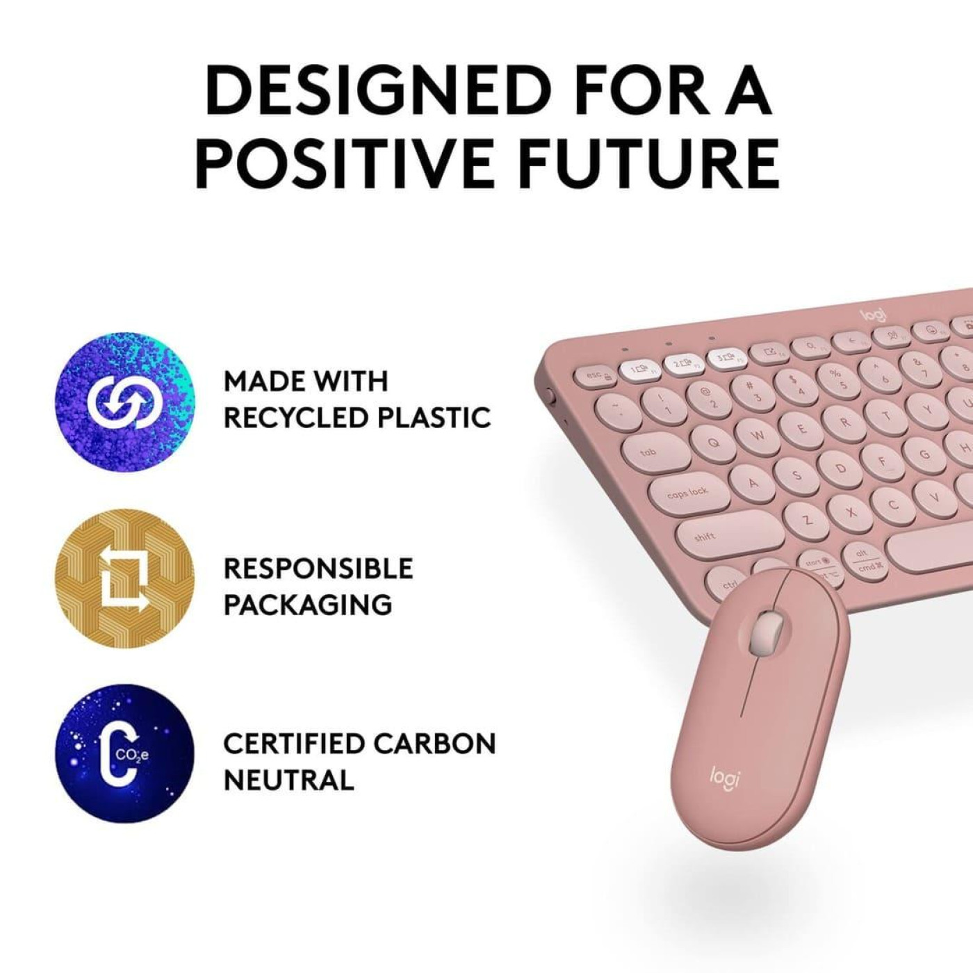 LOGITECH Pebble 2 Combo - TONAL ROSE - US INTъL - 2.4GHZ/BT - INTNL-973 - UNIVERSAL