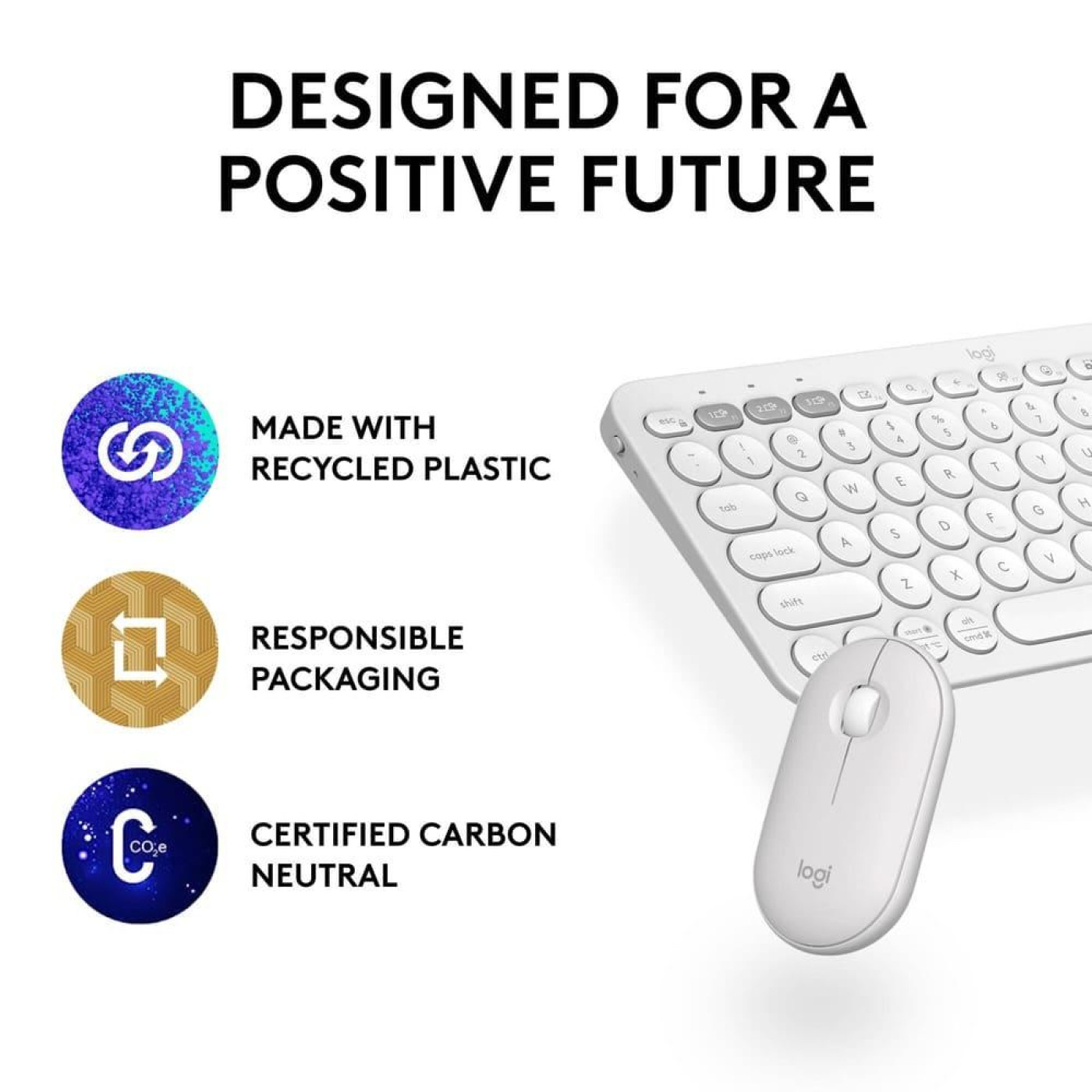 Комплект (Клавіатура та миша) Logitech Pebble 2 Combo Tonal UA White (920-012240)