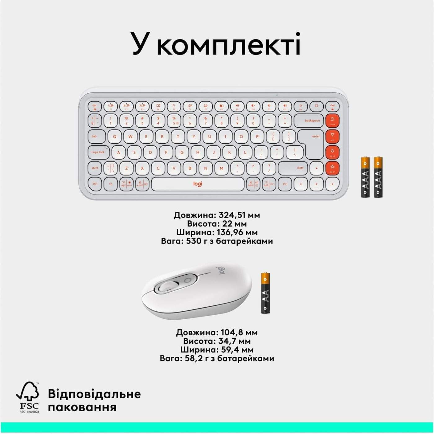 Комплект (Клавіатура та Миша) Logitech Pop Icon Combo (920-013141) Off-White