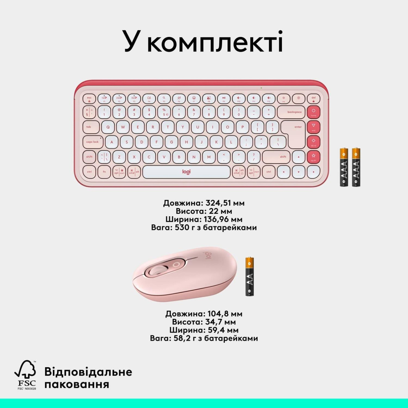 Комплект (Клавіатура та Миша) Logitech Pop Icon Combo (920-013142) Rose