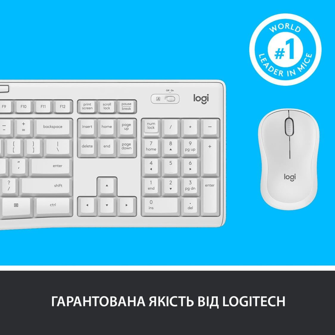 Комплект (Клавиатура та Миша) Logitech MK295 Silent Combo (920-009824) Wireless Off-White