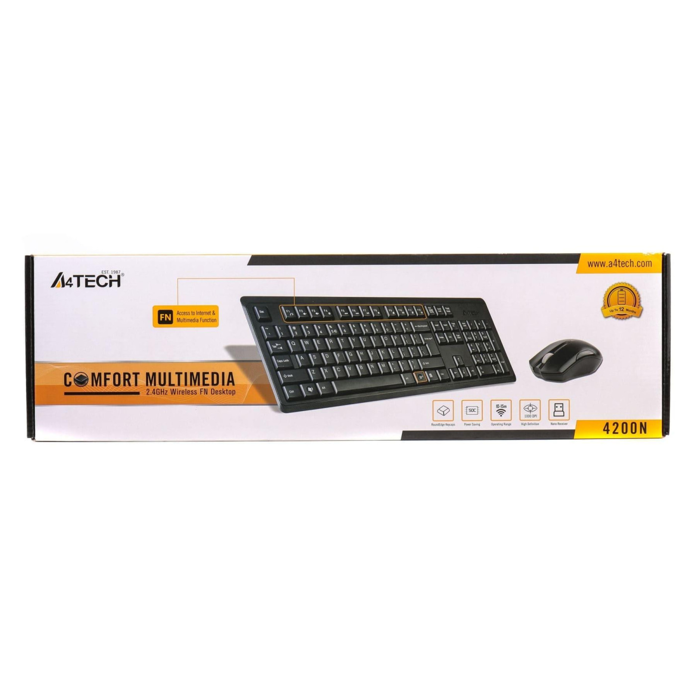 Беспроводной комплект (клавиатура + мышь) A4Tech (4200N Black)