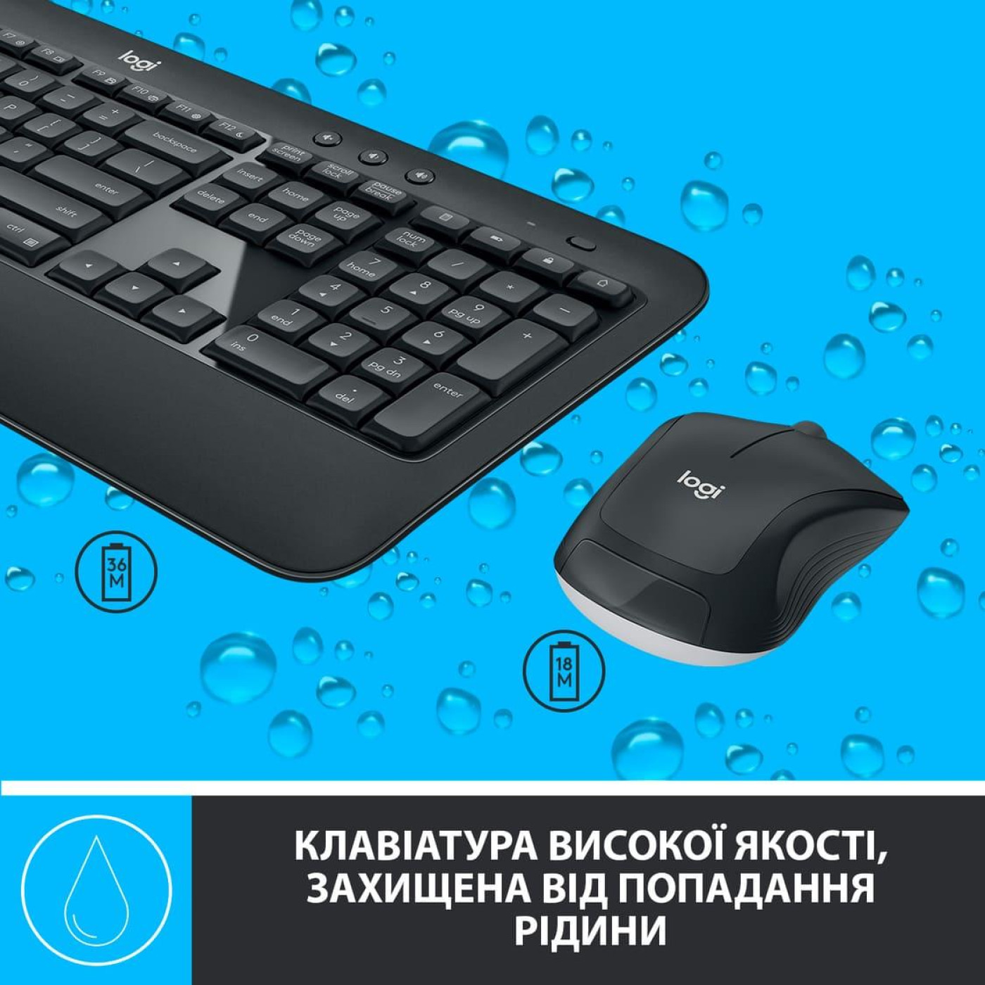 Комплект (Клавиатура та Миша) Logitech MK540 Advanced Combo (920-008685) Wireless Black