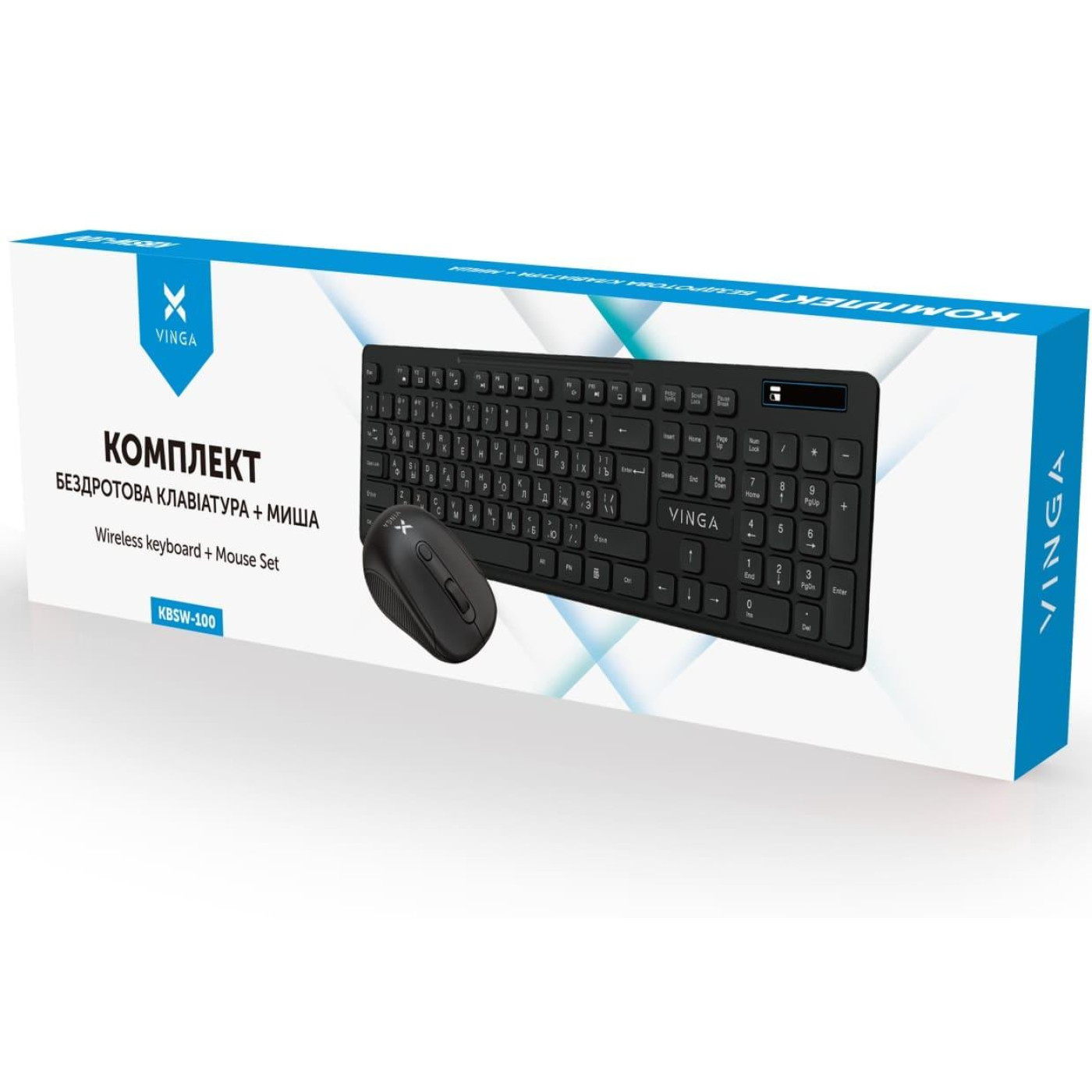 Комплект (Клавиатура та Миша) Vinga KBSW-100 Wireless (KBSW-100) Black