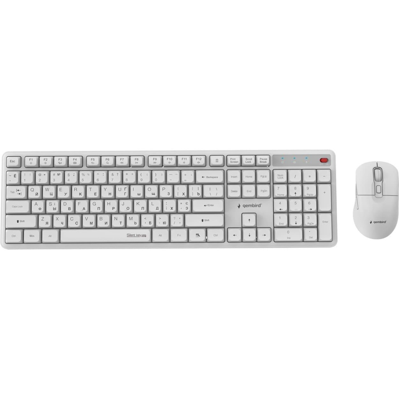 Комплект (Клавиатура и мышь) Gembird KBS-WMS-01-W-CYRL White (KBS-WMS-01-W-CYRL)