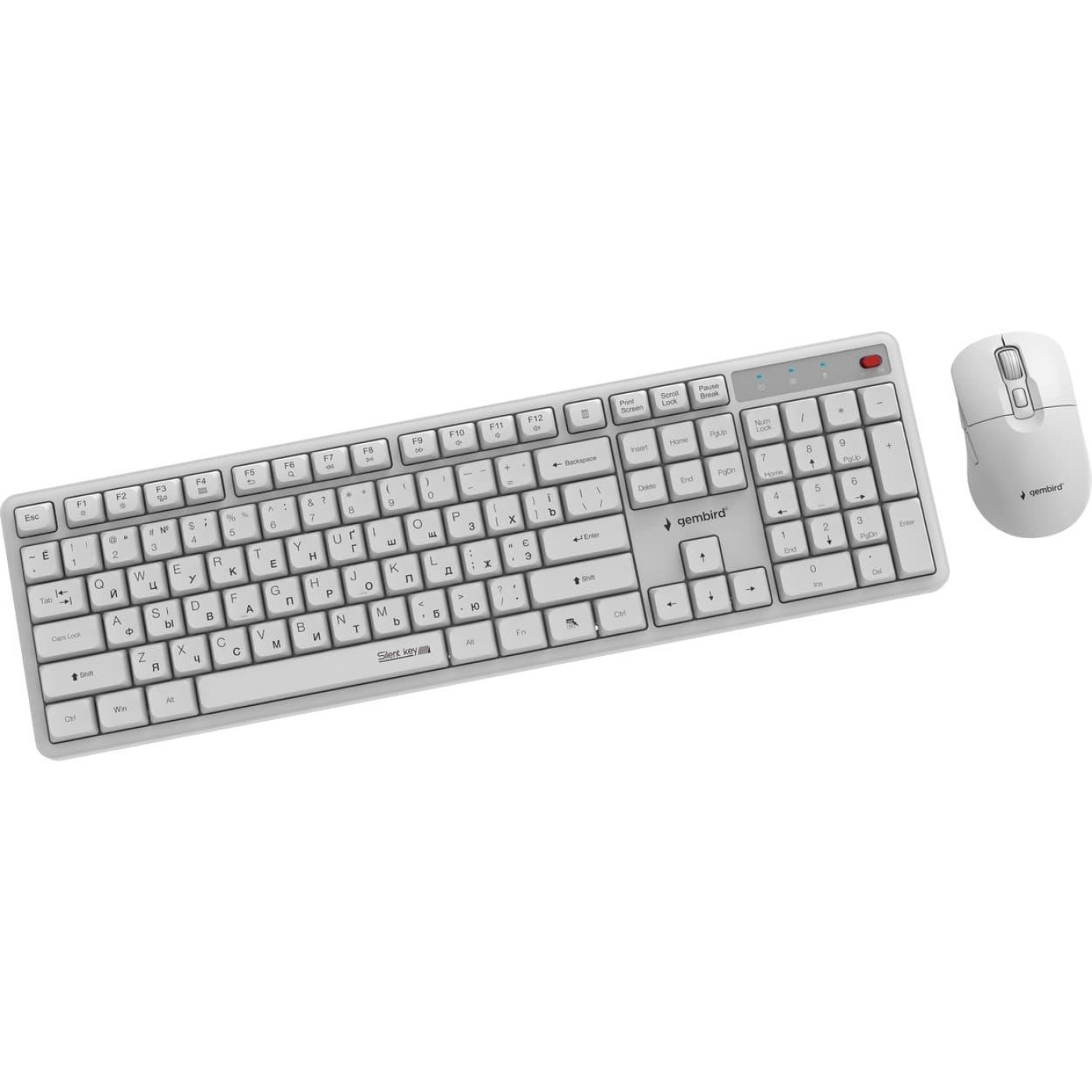 Комплект (Клавиатура и мышь) Gembird KBS-WMS-01-W-CYRL White (KBS-WMS-01-W-CYRL)