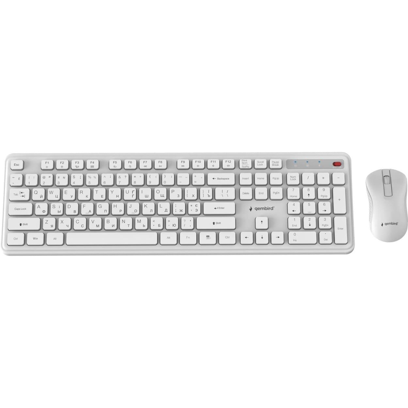 Комплект (Клавиатура и мышь) Gembird KBS-WPS-01-W-CYRL White (KBS-WPS-01-W-CYRL)