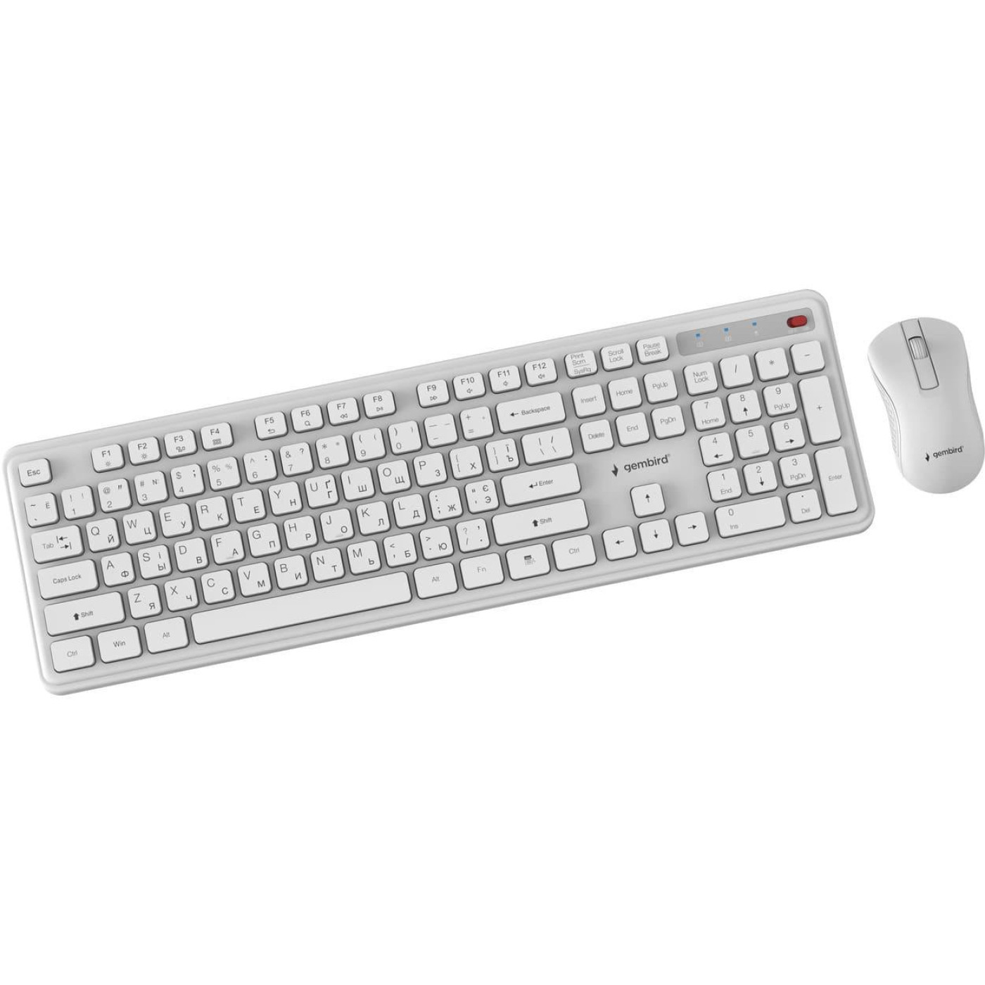 Комплект (Клавиатура и мышь) Gembird KBS-WPS-01-W-CYRL White (KBS-WPS-01-W-CYRL)