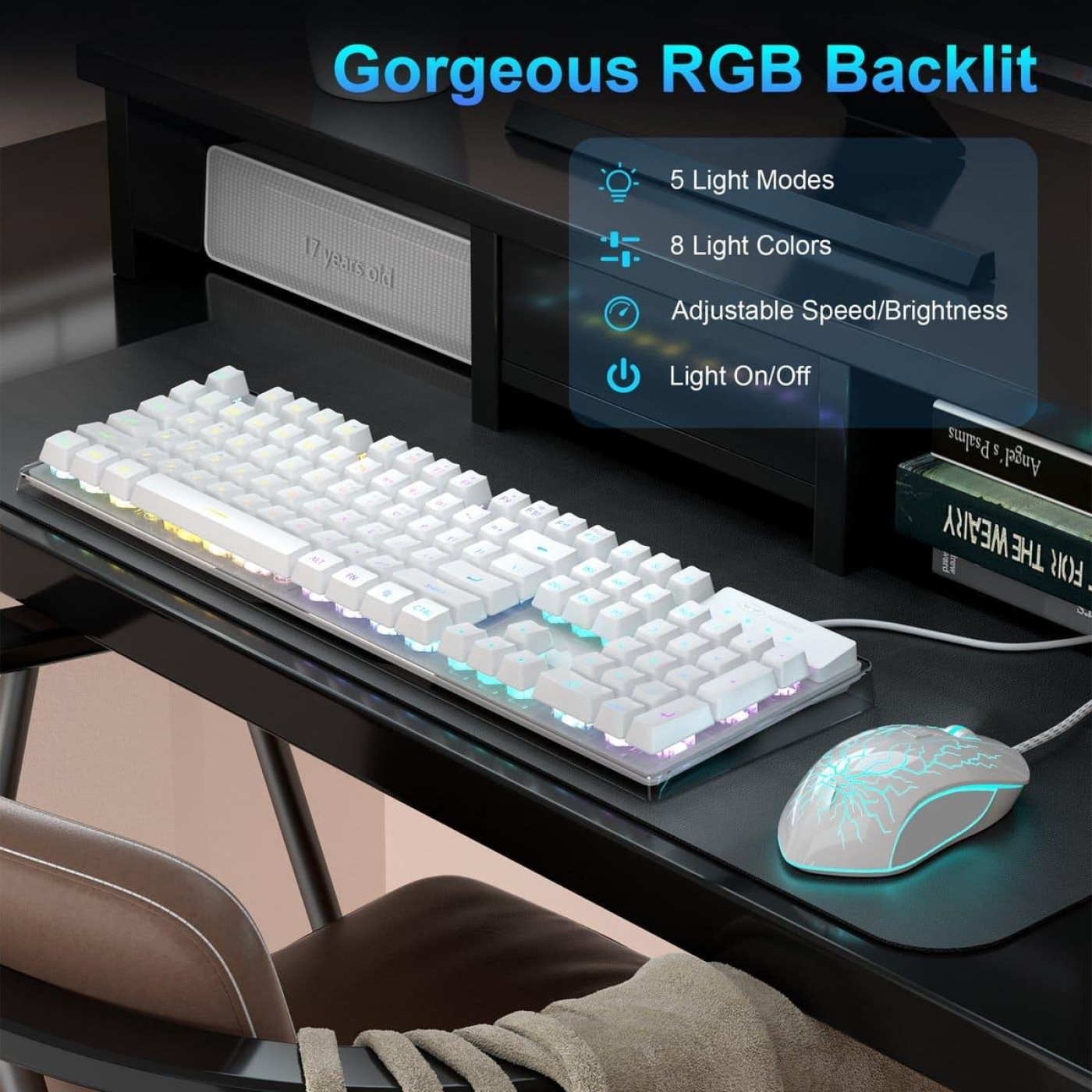 Комплект (Клавиатура и мышь) MageGee K1 Combo (6971969723870-UA) White