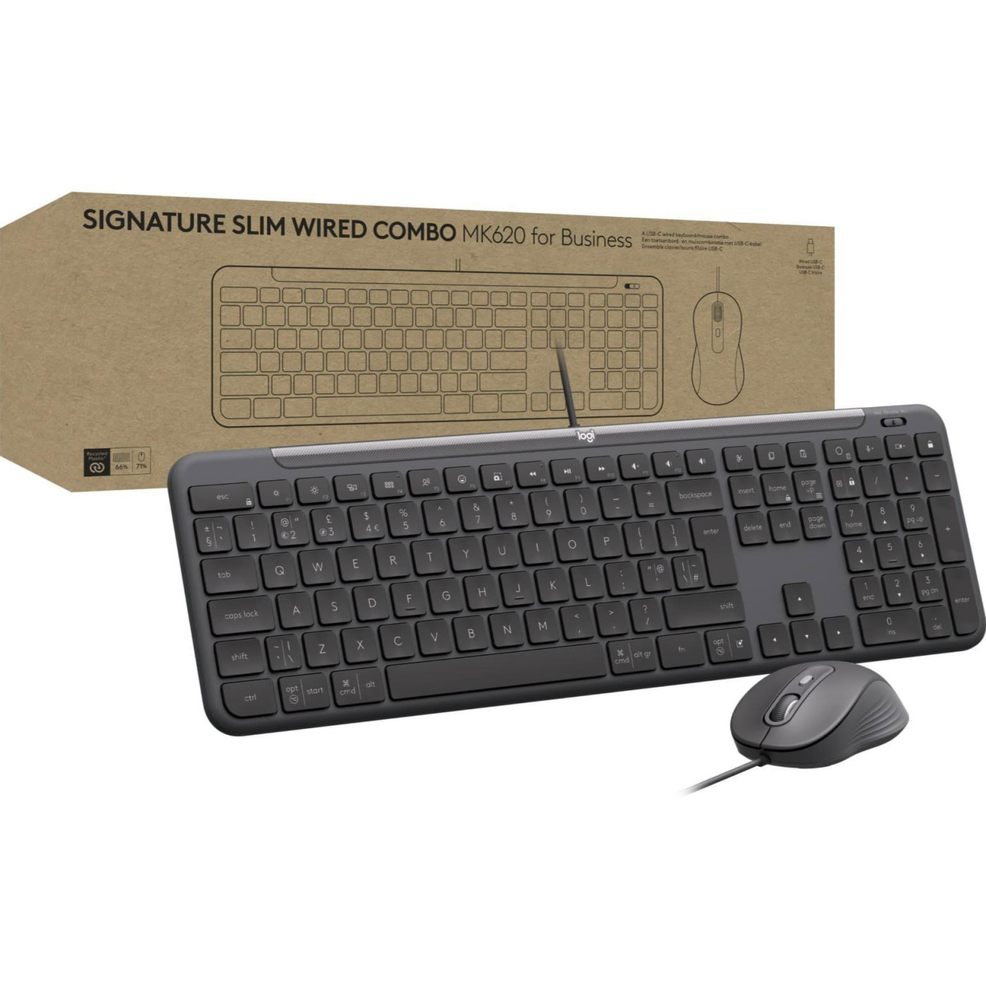Комплект (Клавіатура та Миша) Logitech Signature Slim MK620 Wired Combo for Business Graphite