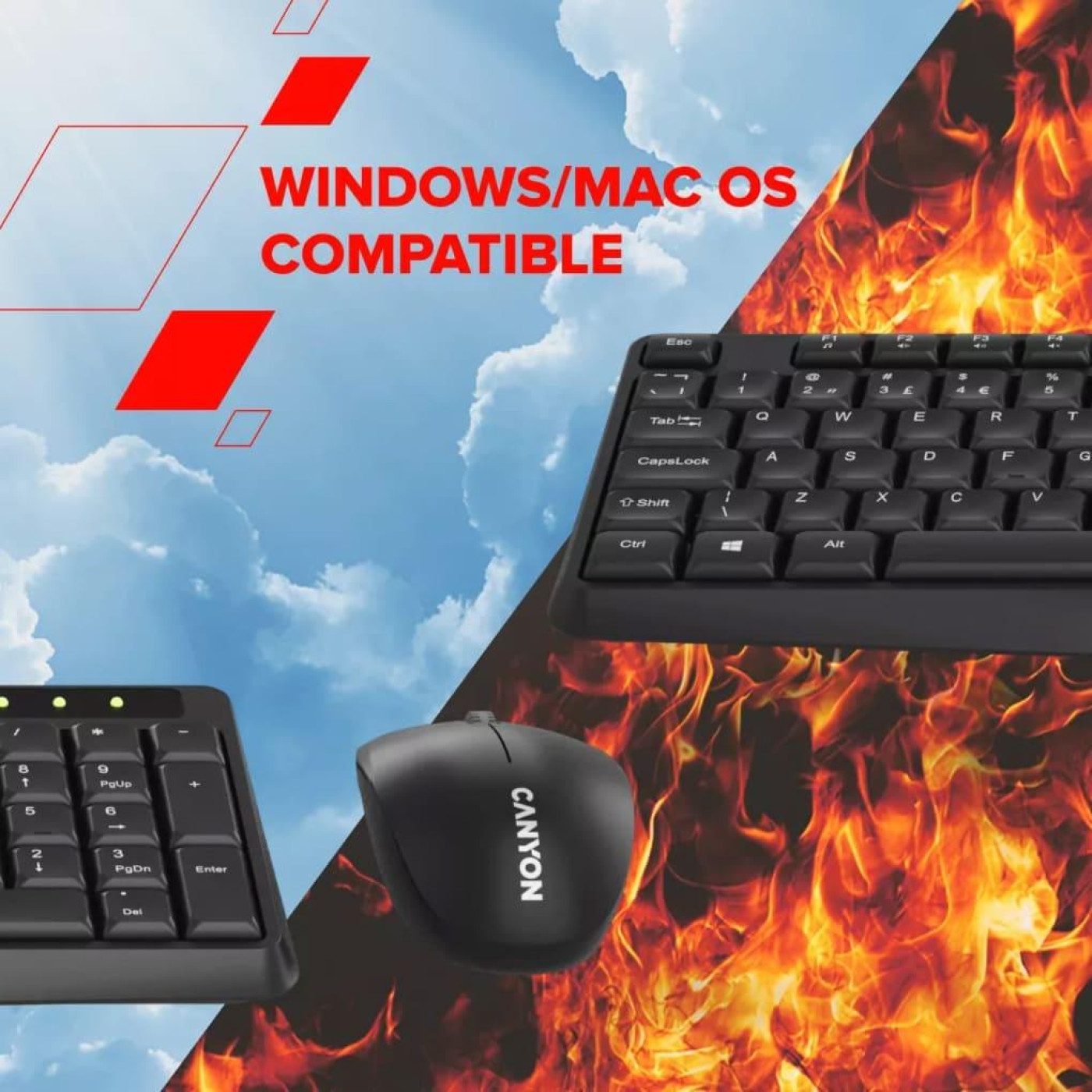 Комплект (Клавіатура та миша) CANYON SET-W01 Keyboard+Mouse Wireless Black
