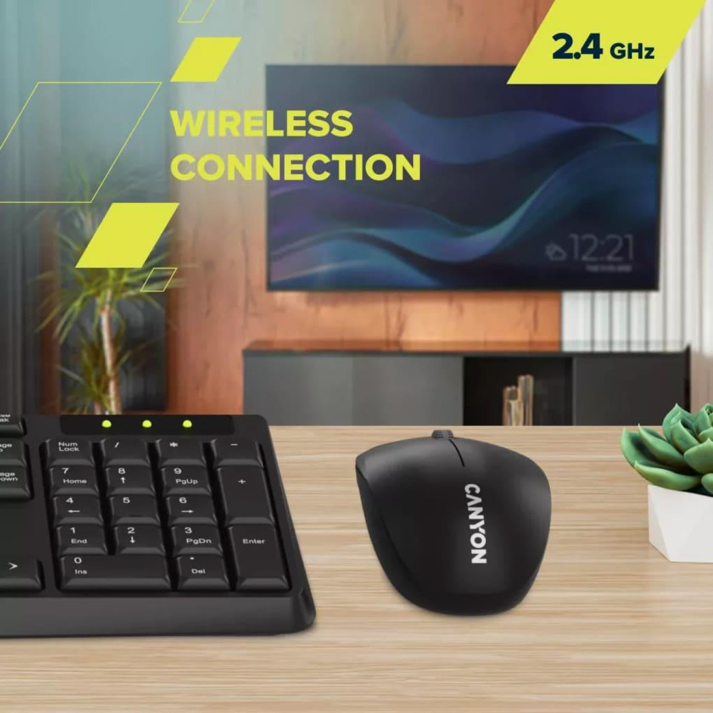 Комплект (Клавіатура та миша) CANYON SET-W01 Keyboard+Mouse Wireless Black