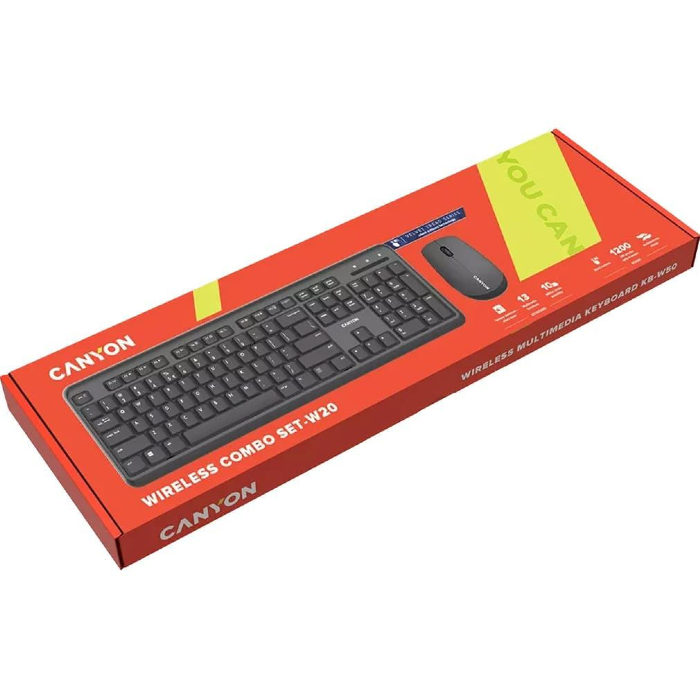 Комплект (Клавіатура та миша) Canyon SET-W20 UK/US Keyboard+Mouse Velvet Wireless Black (CNS-HSETW02)
