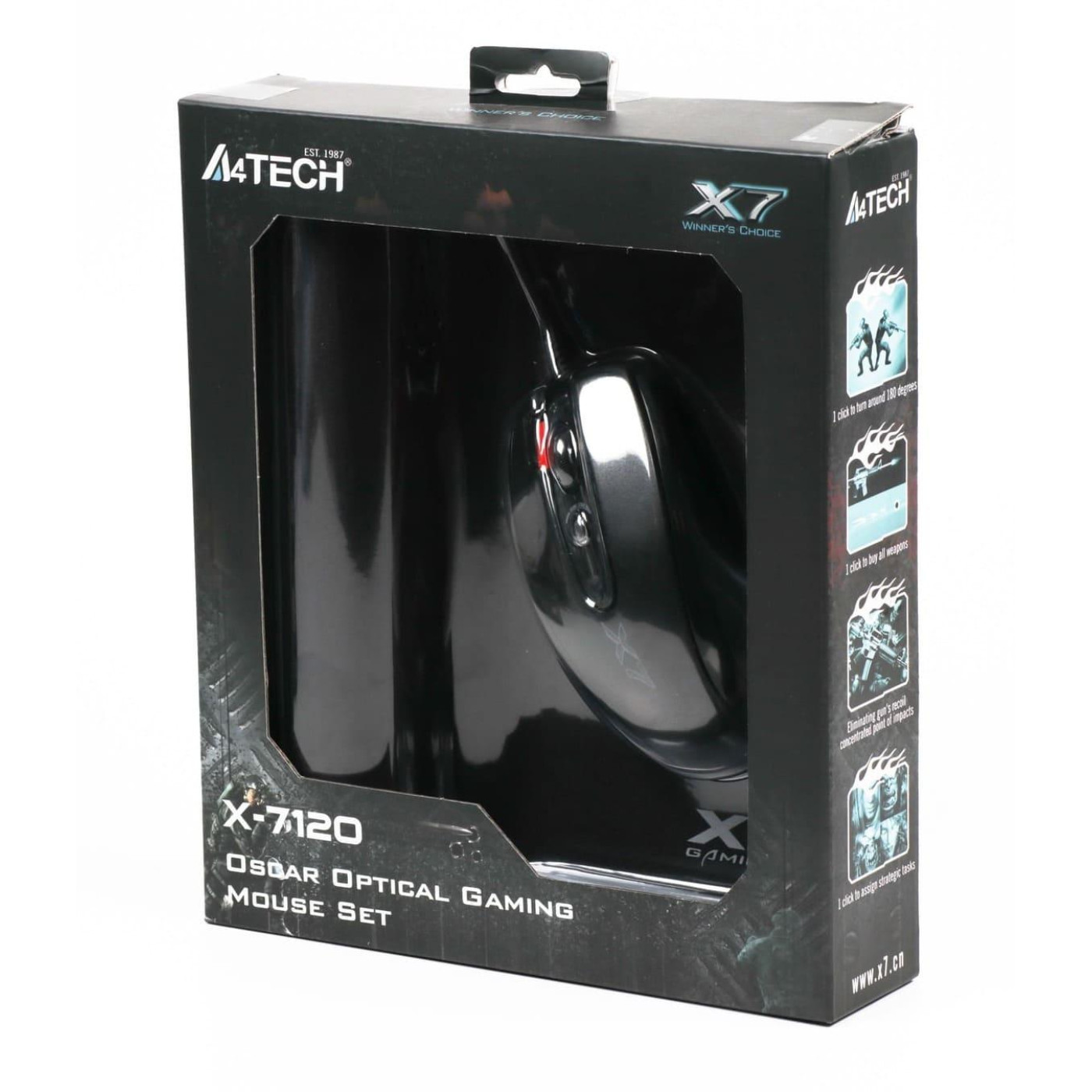 Комплект (Мышь и Коврик) A4Tech X-710BK USB Black + X7-200MP Black (X-7120) (X-7120 - 1)