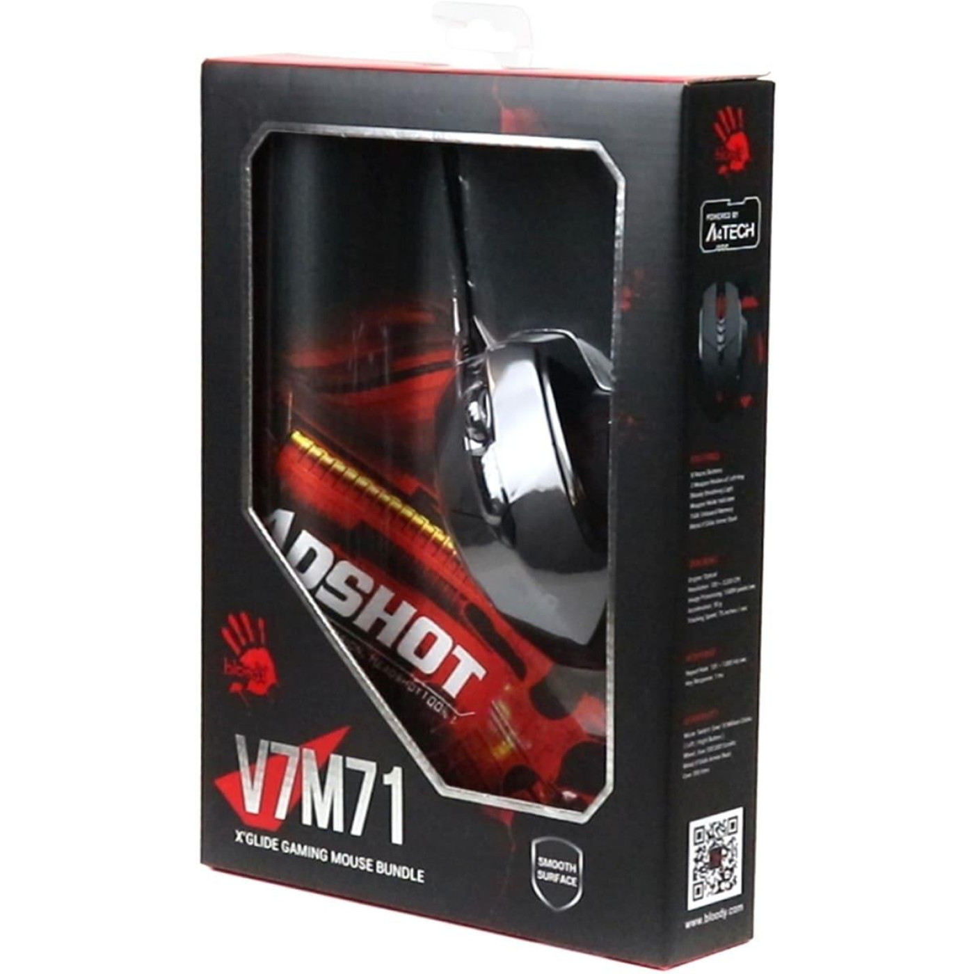 Комплект (миша + ігрова поверхня) A4Tech V7M Bloody Black USB + Bloody B-071 Black (V7M71)