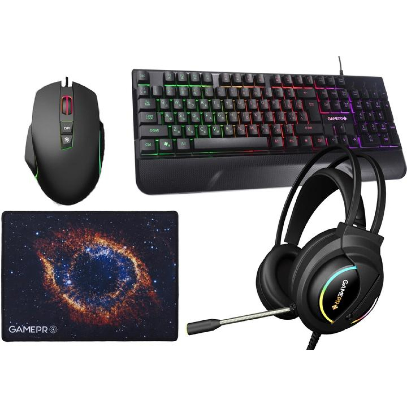 Комплект (Клавиатура, Мышь, Наушники и Коврик) GamePro Gameset 4in1 (GS1252)