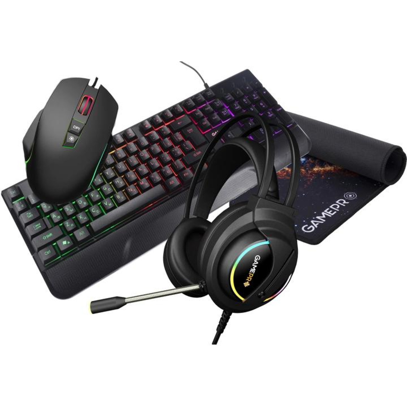 Комплект (Клавиатура, Мышь, Наушники и Коврик) GamePro Gameset 4in1 (GS1252)
