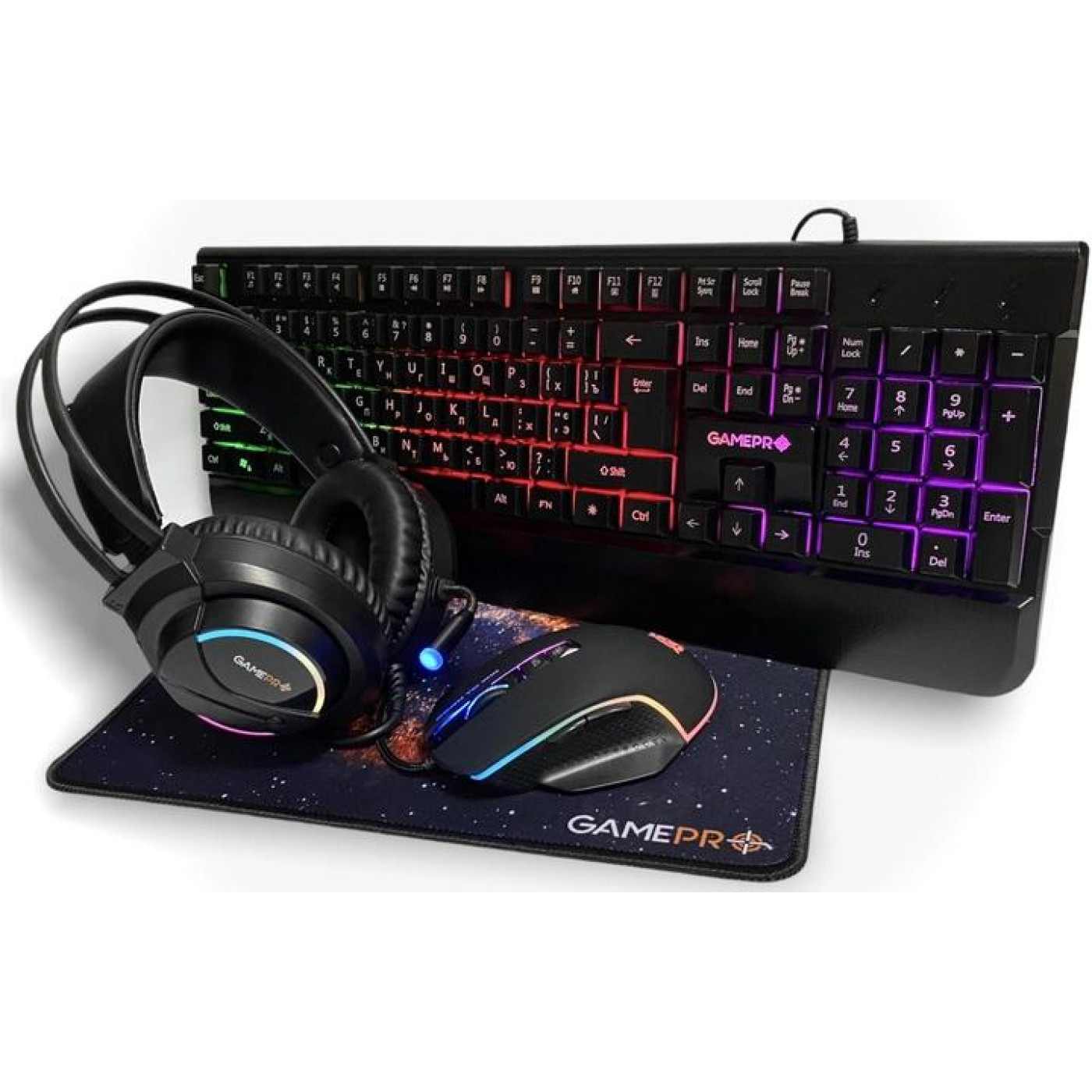 Комплект (Клавиатура, Мышь, Наушники и Коврик) GamePro Gameset 4in1 (GS1252)