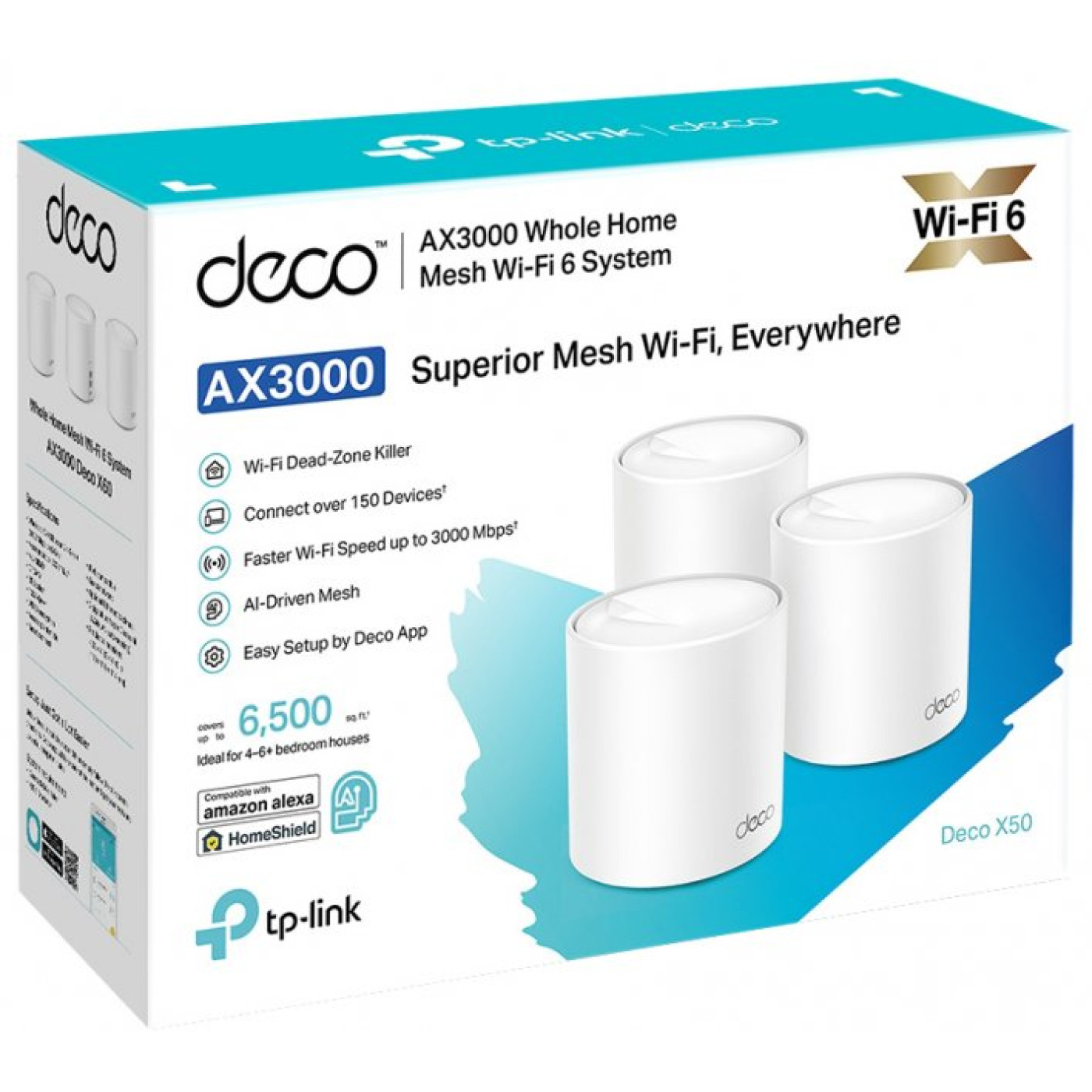 MESH-система TP-Link mesh Deco X50 AX3000 3Pcs White 802.11ax (Deco-X50-3-pack)
