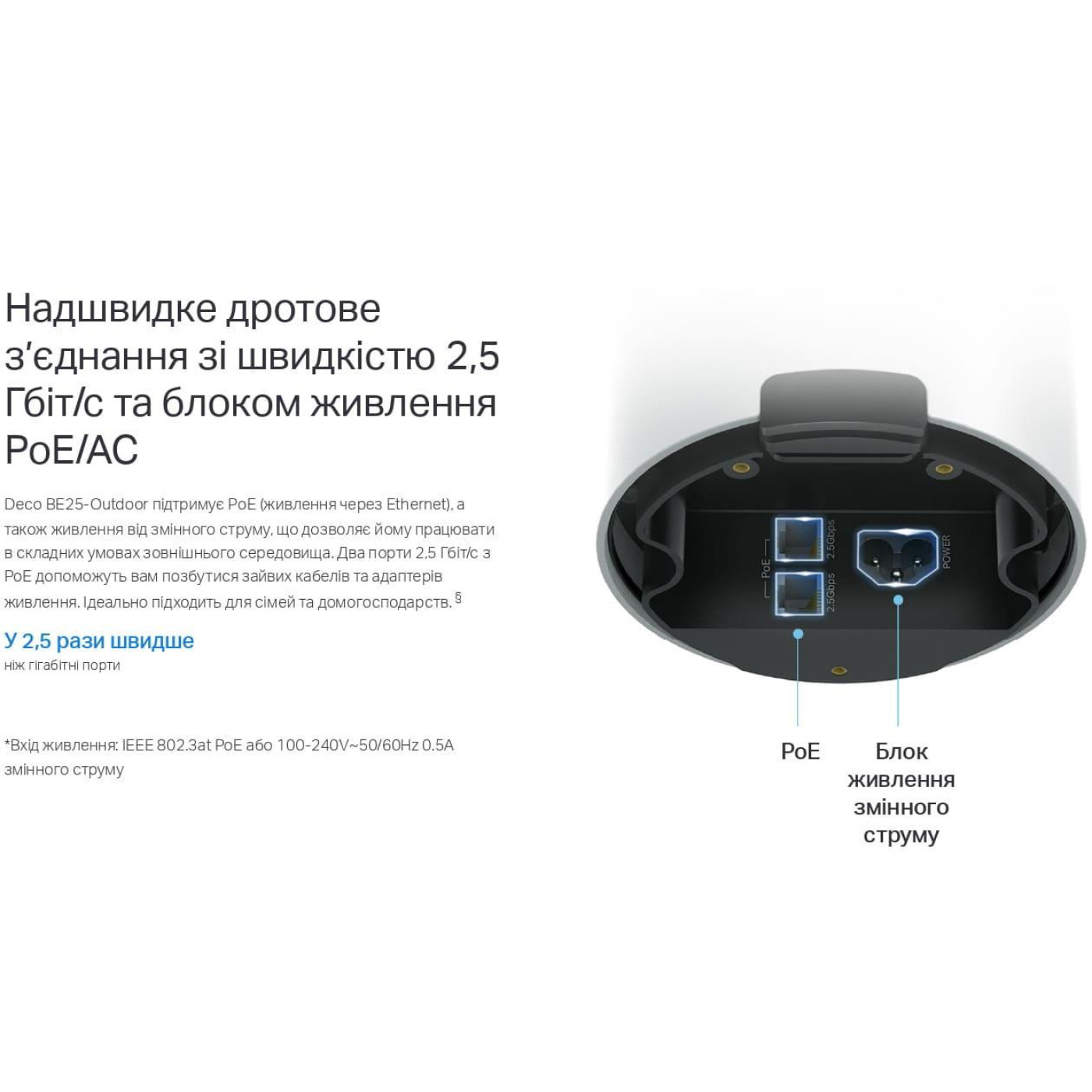 Система WiFi-Mesh TP-LINK Deco BE25 BE5000, 2x2.5GE LANWAN,  1мод, зовнишня