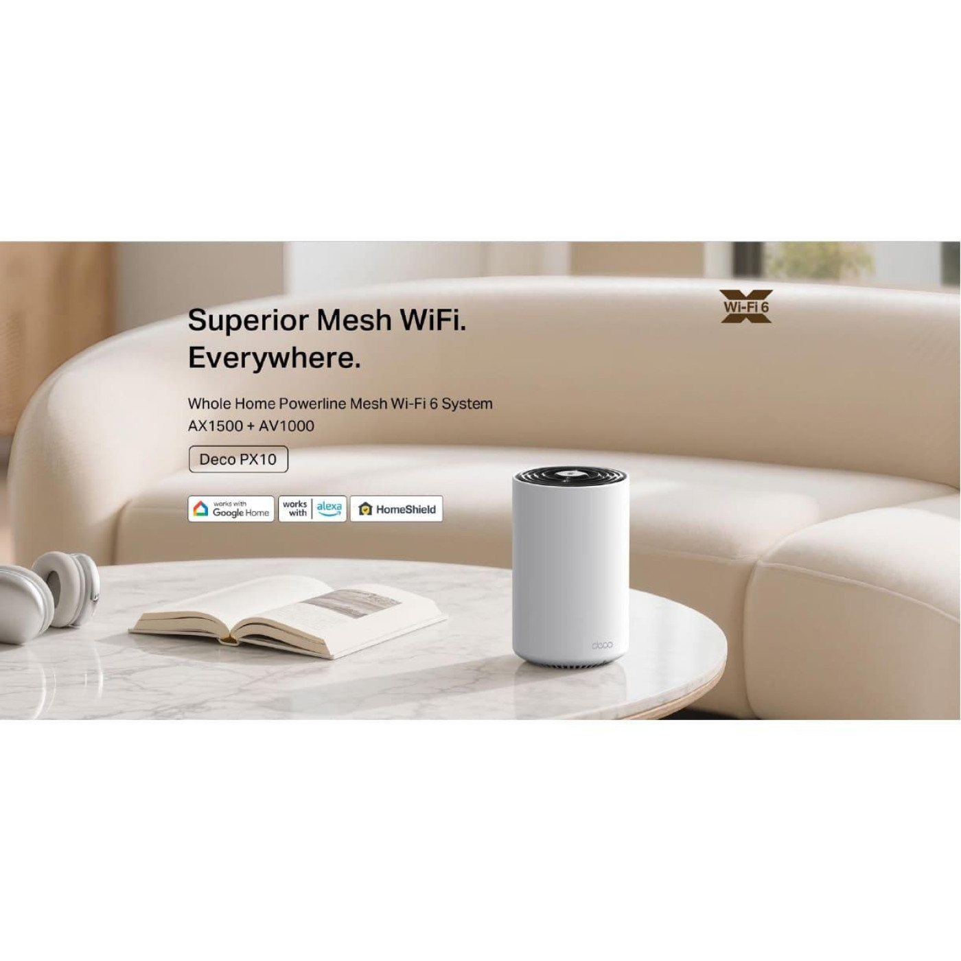Система WiFi-Mesh TP-LINK Deco PX10 AX1500, 3xGE LAN/WAN, 3 мод, Powerline AV1000
