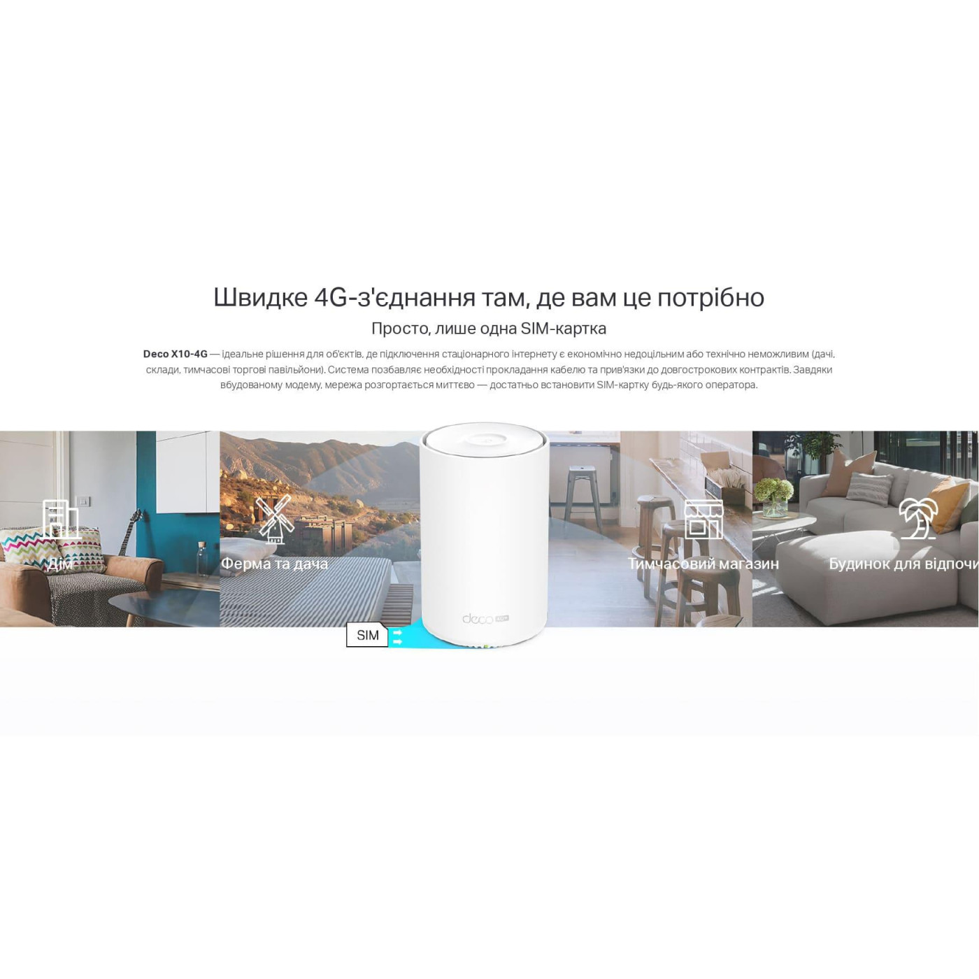 Система WiFi-Mesh TP-LINK Deco X10 4G/LTE. AX1500, 3xGE LAN/WAN, 1мод