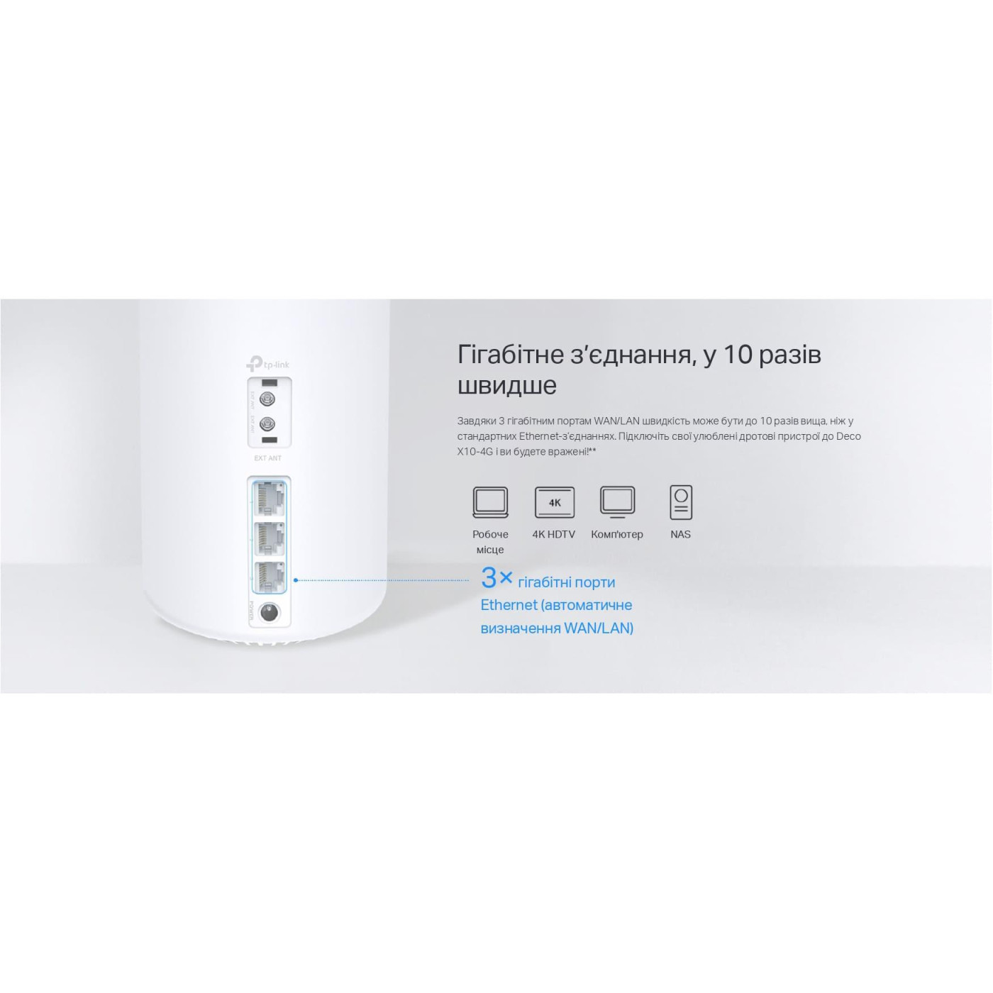 Система WiFi-Mesh TP-LINK Deco X10 4G/LTE. AX1500, 3xGE LAN/WAN, 1мод
