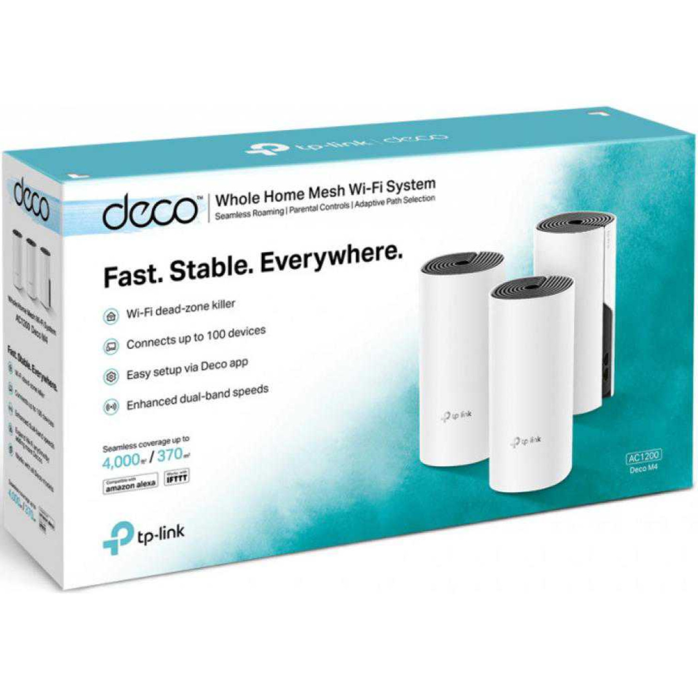 MESH-система TP-Link mesh Deco E4 AC1200 3Pcs White 802.11ac (DECO-E4-3-PACK)