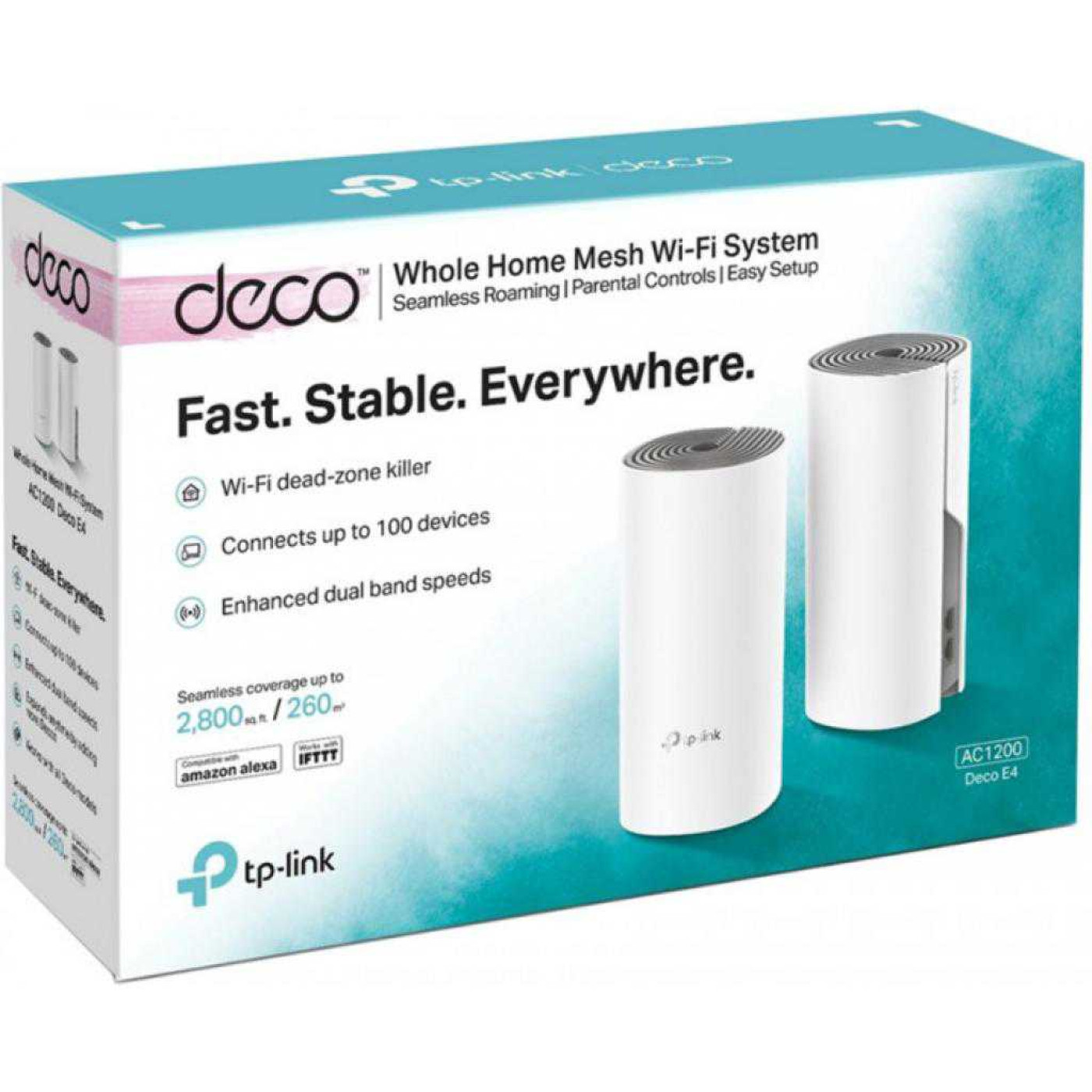 MESH-система TP-Link mesh Deco E4 AC1200 2Pcs White 802.11ac (Deco E4(2-pack))