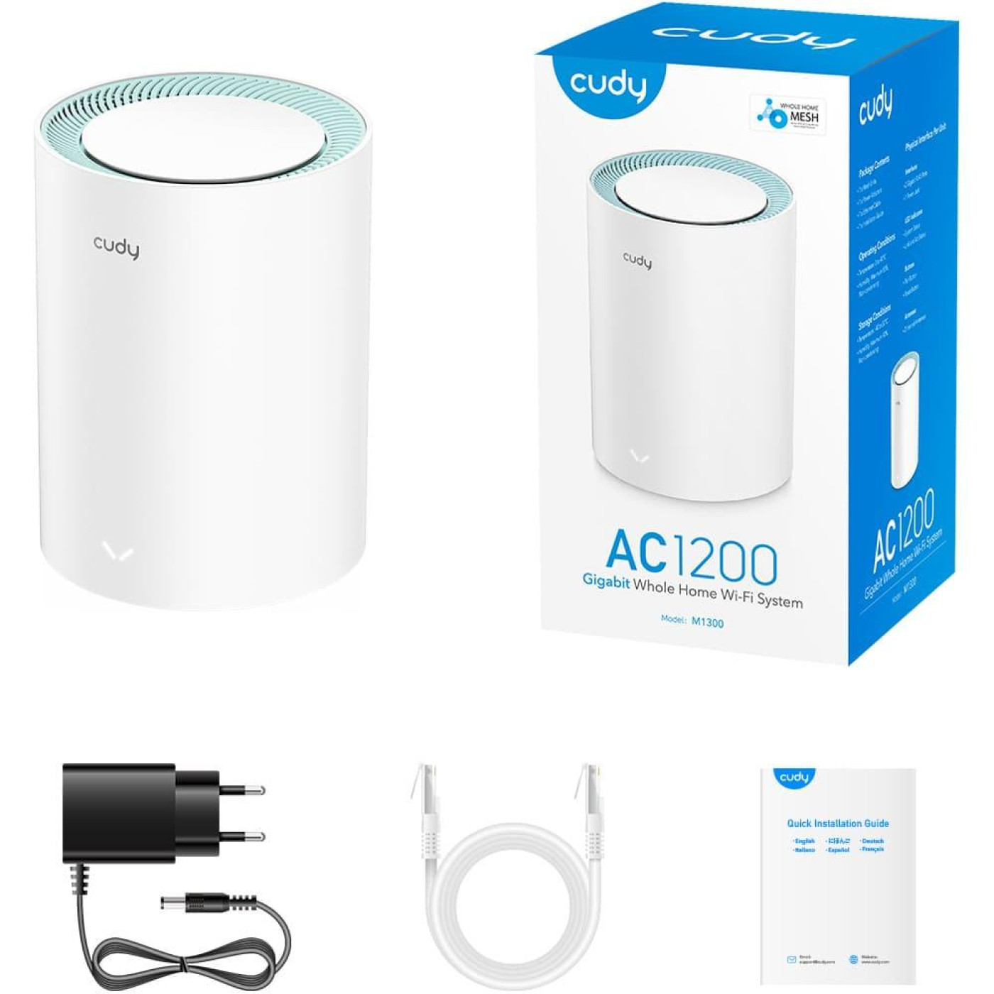 MESH-система Cudy WiFi M1200(1-pack), AC1200 Wi-Fi Mesh Solution (M1200(1-Pack))