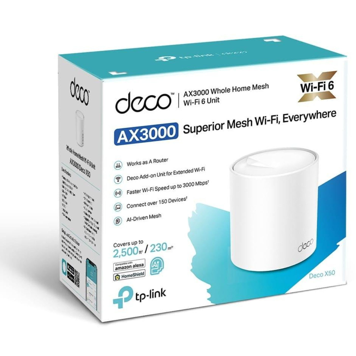 MESH-система TP-Link mesh Deco X50 AX3000 1Pcs White 802.11ax (Deco-X50-1-pack)