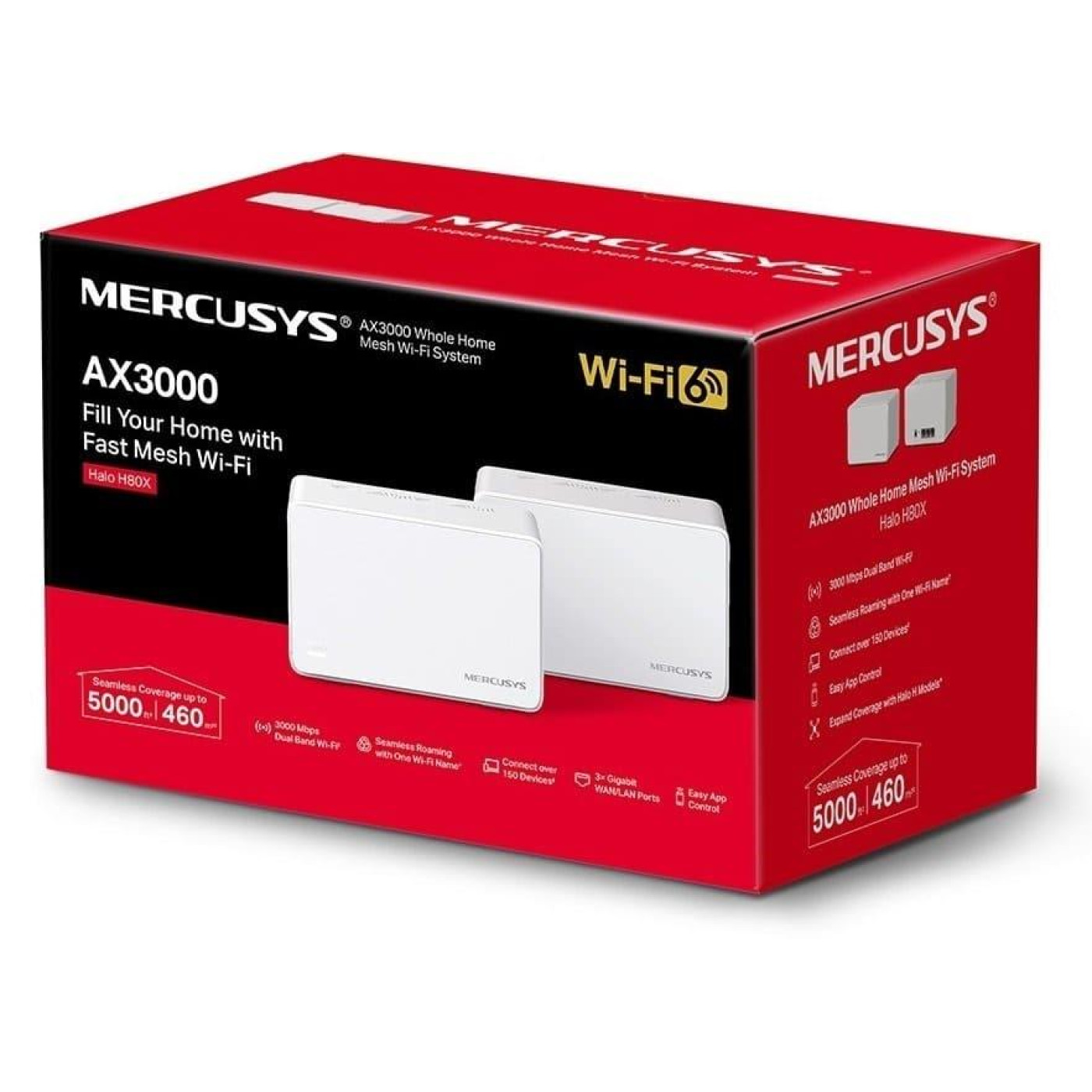 MESH-система Mercusys mesh Halo H80X AX3000 2pcs White 802.11ax (Halo-H80X-2-pack)