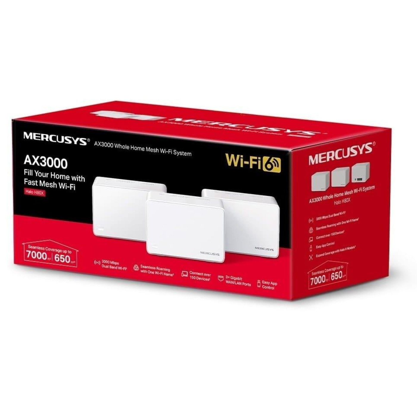 MESH-система Mercusys mesh Halo H80X AX3000 3pcs White 802.11ax (Halo-H80X-3-pack)